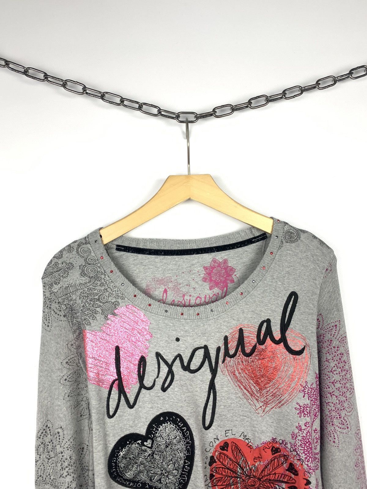 Desigual Vintage Y2K Desigual Love Heart Sweater Size L Avant Garde Size L / US 10 / IT 46 - 2 Thumbnail