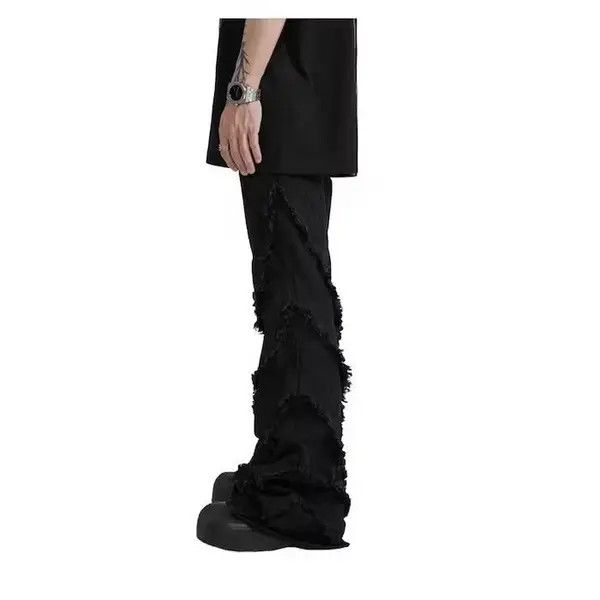 VIBE Black Frayed Stacked Denim Jeans Size US 32 / EU 48 - 2 Thumbnail
