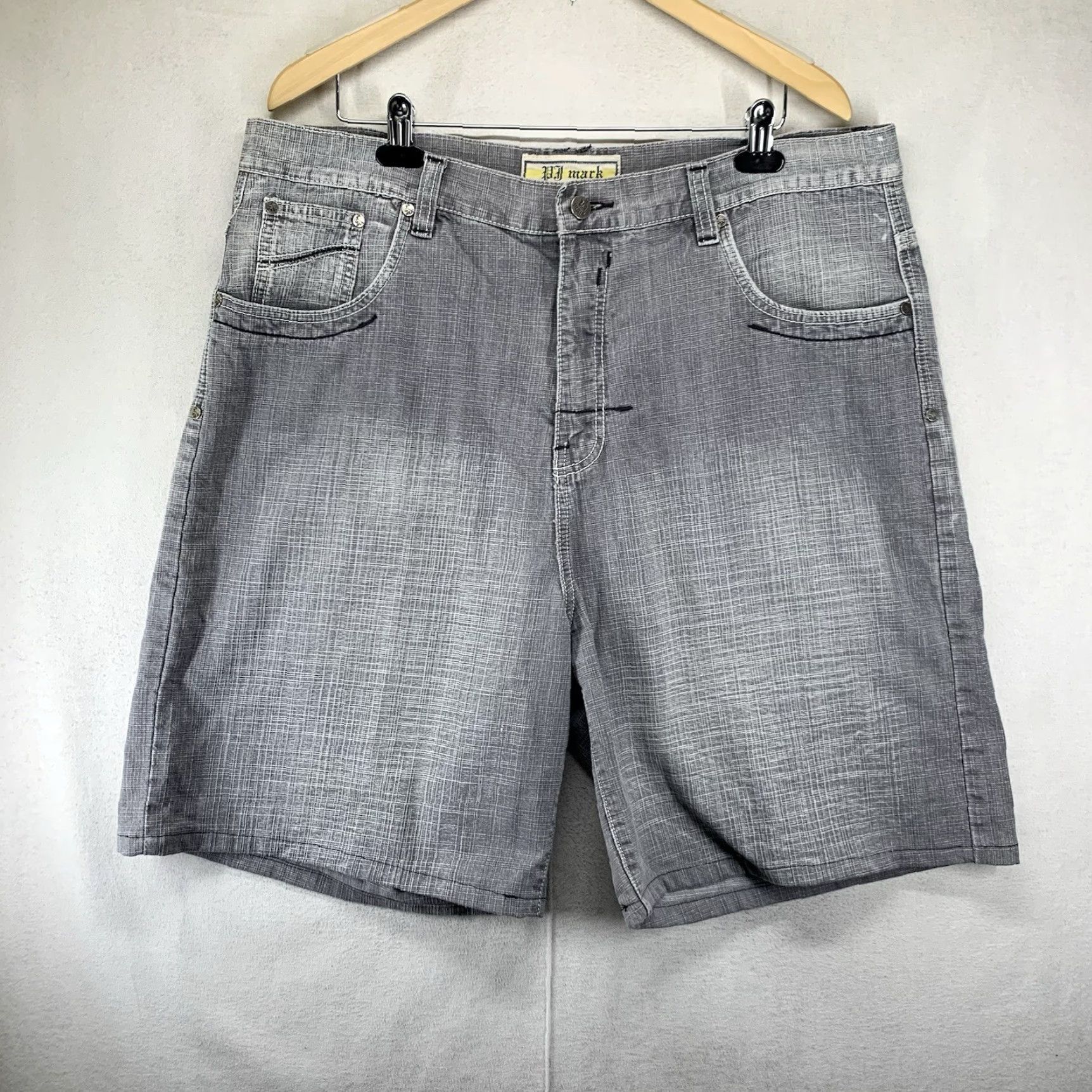 Vintage VINTAGE PJ MARK Jean Shorts Skater 40x8 Gray 90s Grunge Hip Hop John Cena Embroidered 5-Pocket Denim Shorts Mens Baggy Streetwear Summer Spring Size US 40 / EU 56 - 2 Thumbnail