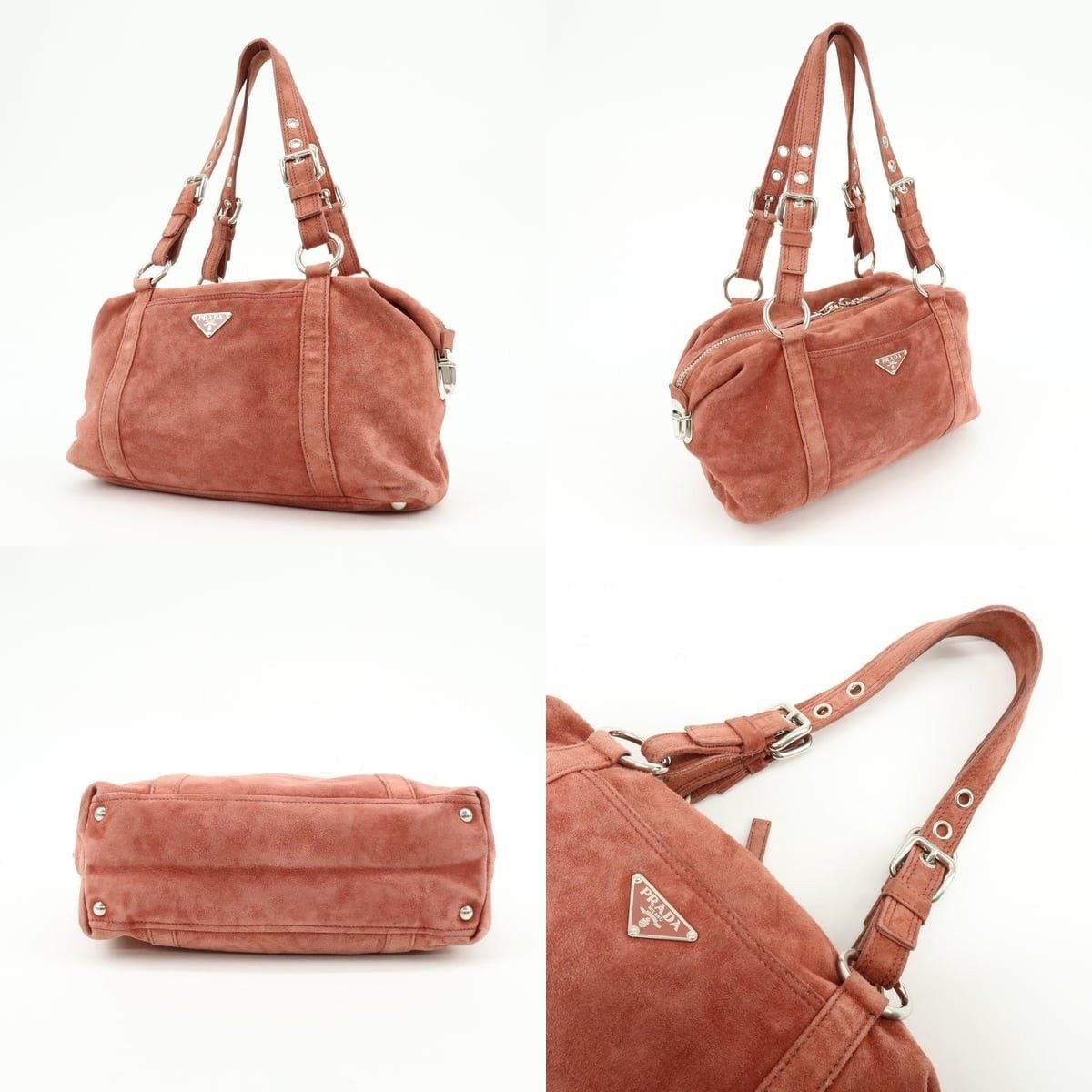 Prada Prada Boston Suede Shoulder Bag Pink Size ONE SIZE - 3 Thumbnail