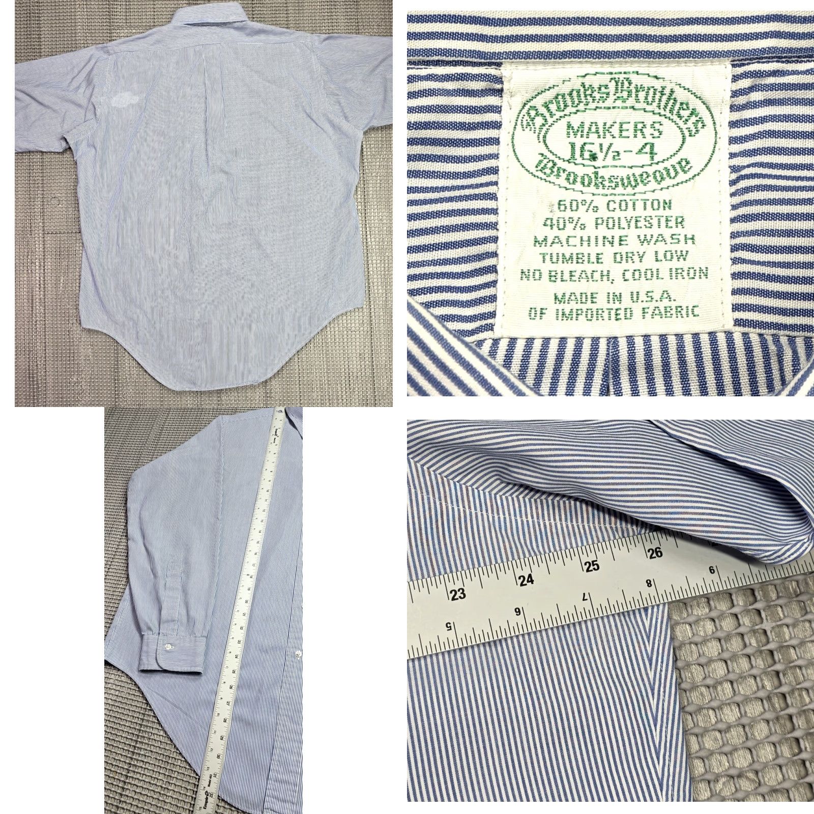 Brooks Brothers Vintage Brooks Brothers Shirt Mens 16.5-4 Blue Striped Brooksweave USA Button Up Shirt Size US XL / EU 56 / 4 - 8 Thumbnail