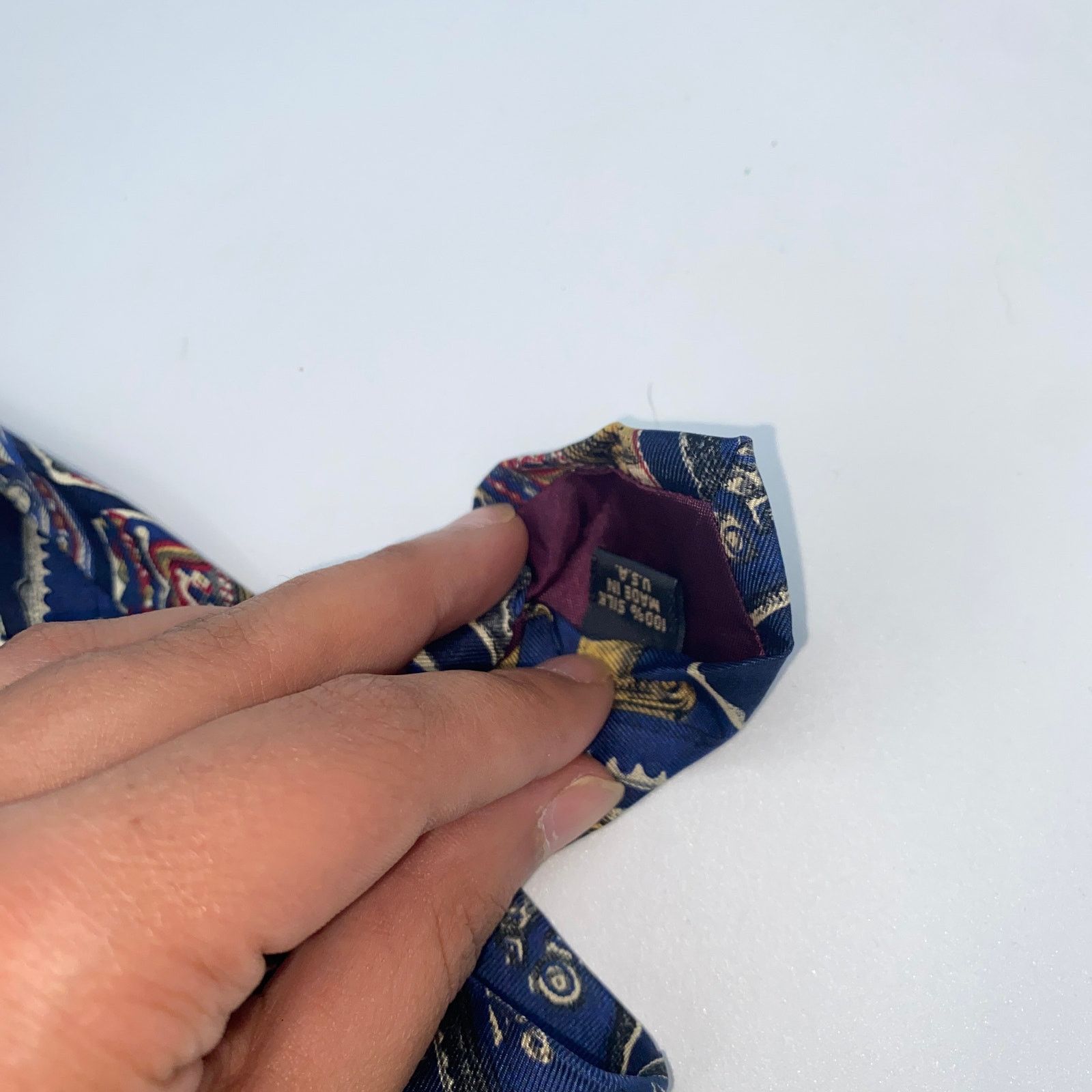 Structure Structure 100% Silk Italian Blue Gold Red Neck Tie Men's 58" Size ONE SIZE - 5 Thumbnail