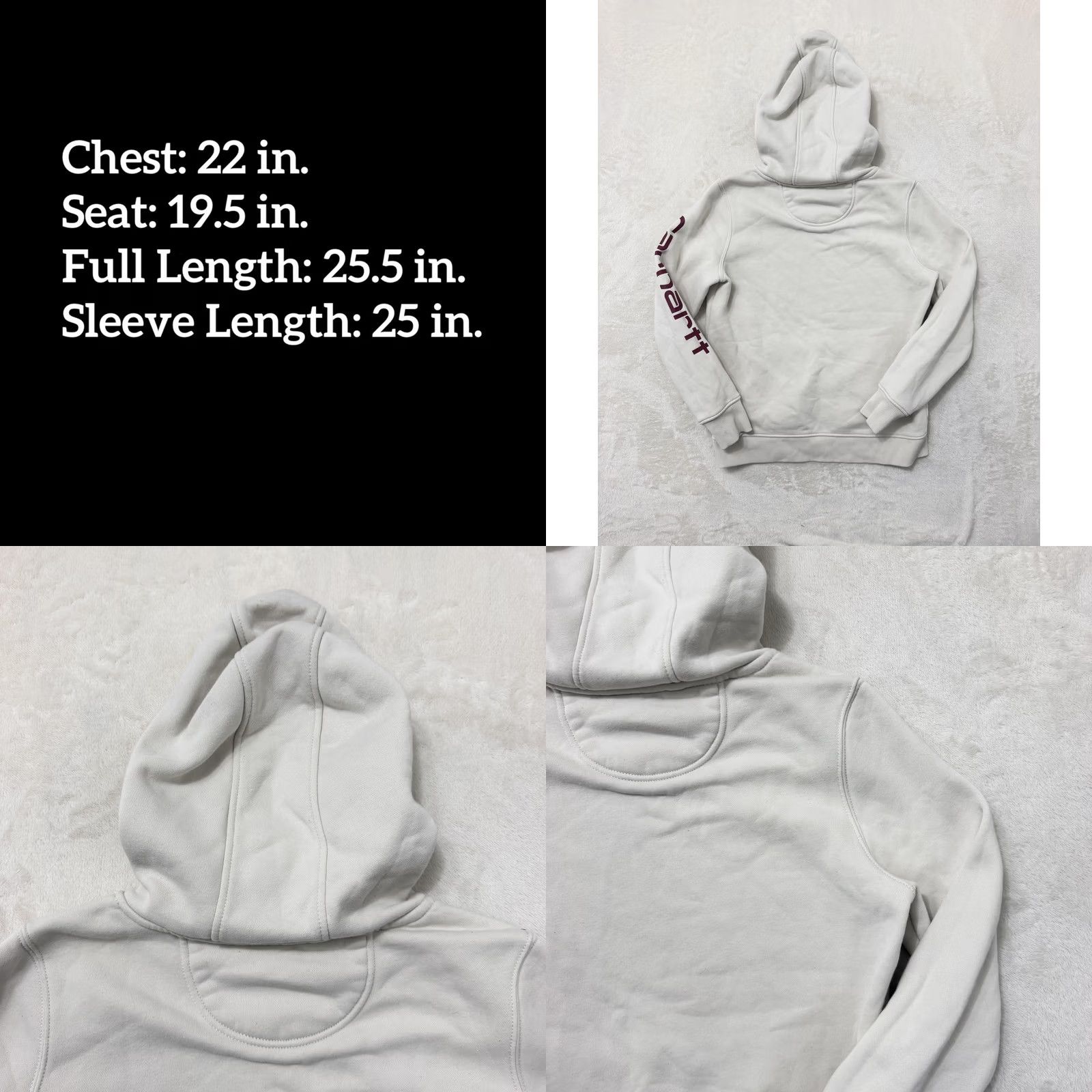Carhartt VINTAGE Carhartt Sweater Hoodie Womens Medium White Relaxed Logo Sleeve Fleece Pullover Size M / US 6-8 / IT 42-44 - 8 Thumbnail