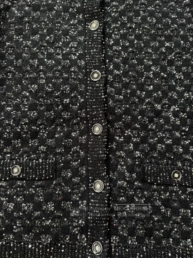 Chanel Chanel Black and white gold sequin knitted cardigan jacket Size S / US 4 / IT 40 - 3 Thumbnail