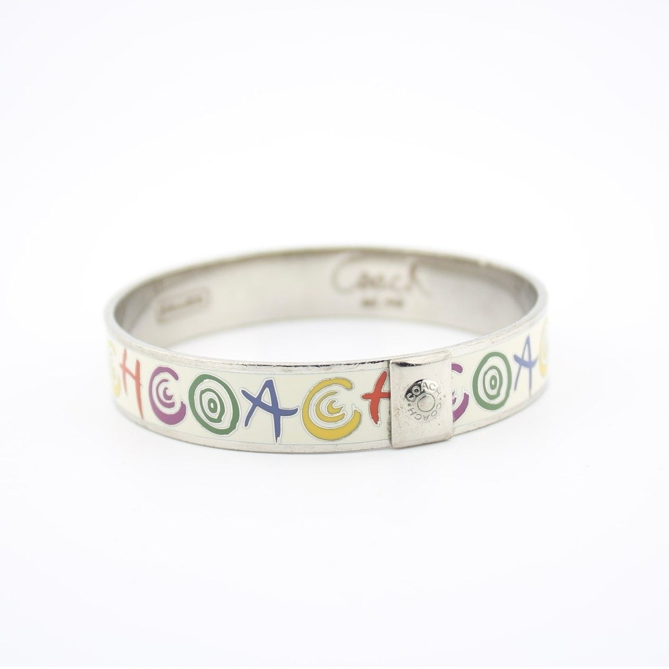 Coach Coach Multicolor Signature Enamel Bangle Bracelet SilverTone Size ONE SIZE - 1 Thumbnail