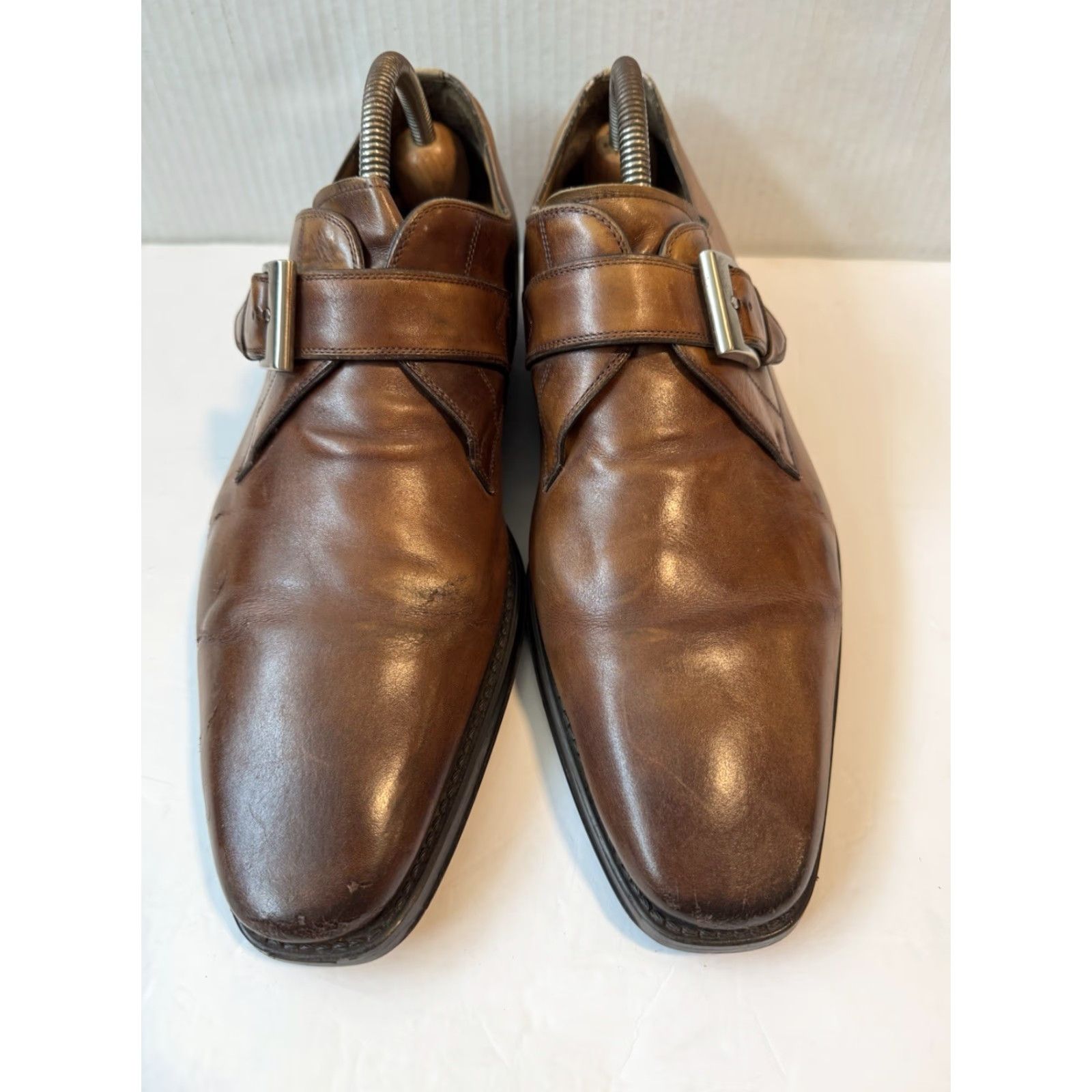 Magnanni Magnanni Marco 18398 Monk Strap Leather Loafers Cognac US 9.5 M Dress Men Shoes Size US 9 / EU 42 - 3 Thumbnail