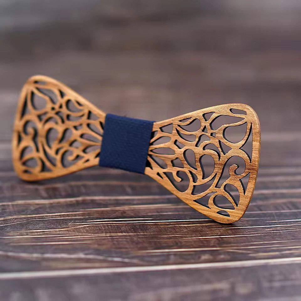 Handmade Floral Wood Bow Tie Size ONE SIZE - 2 Thumbnail