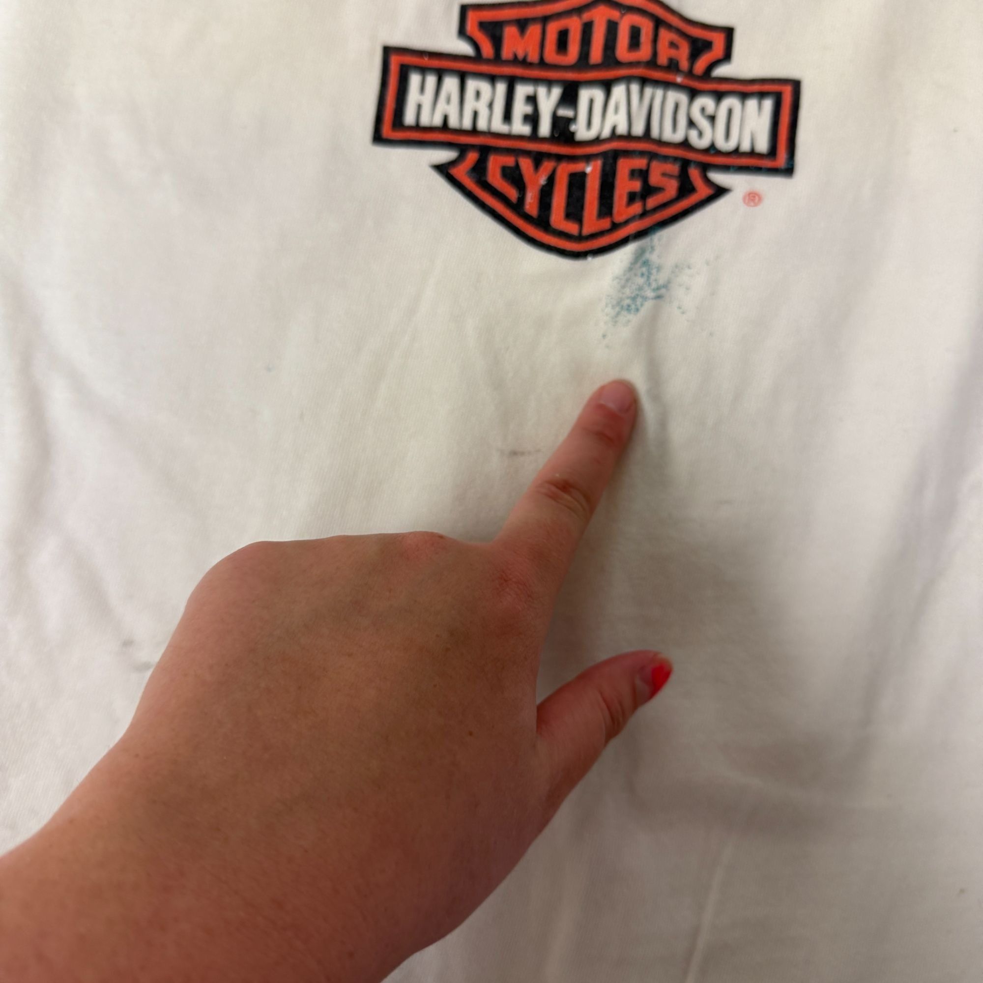 Harley Davidson 90's H-D USA FLAG L/S Spellout Milwaukee WI ROAD HOUSE 1999 Size US XL / EU 56 / 4 - 12 Thumbnail