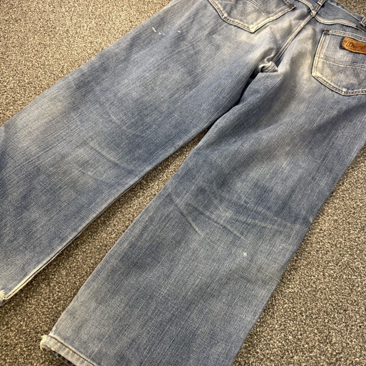Japanese Brand 🔥 Vintage 80s Wide Leg Wrangler Faded Distressed Denim Size US 36 / EU 52 - 8 Thumbnail
