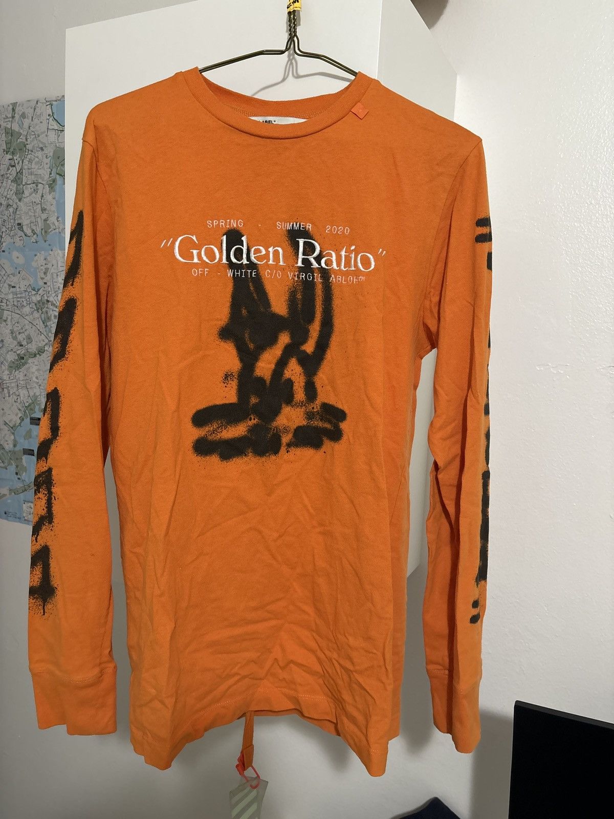 image of Off White Golen Ratio Long Sleeve T Shirt in Orange, Men's (Size Small)