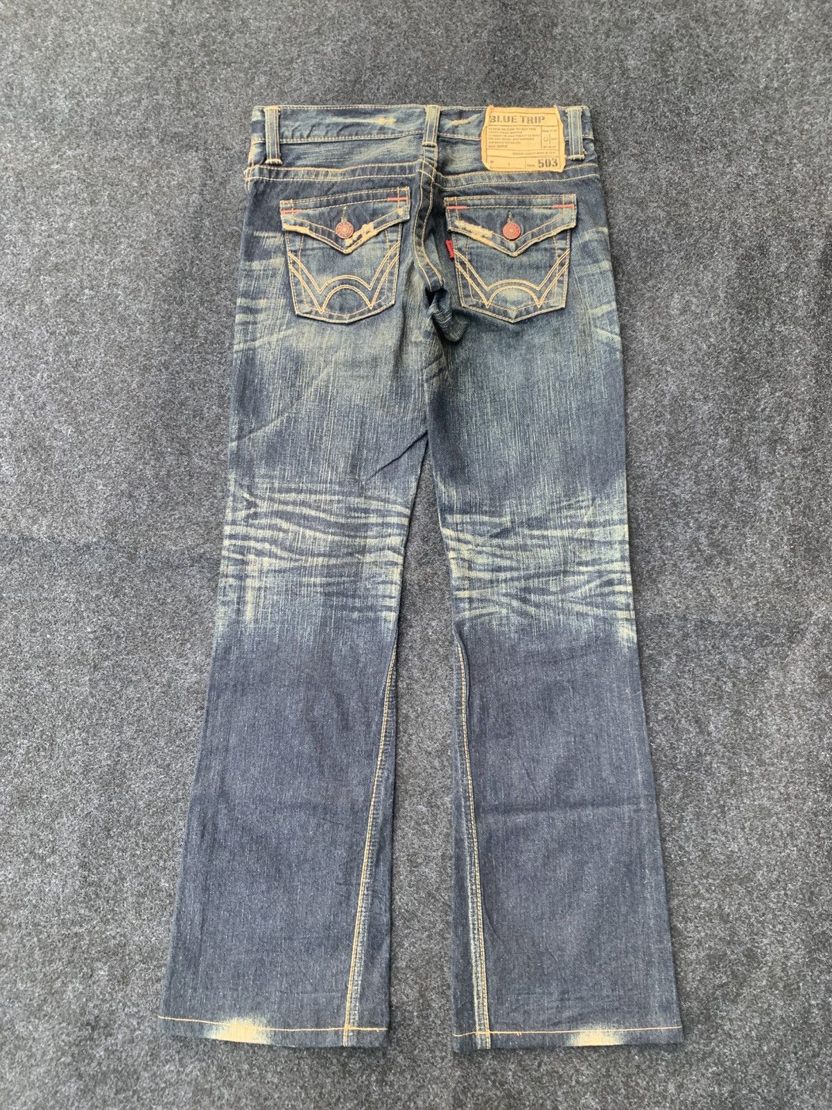 Edwin Vintage Edwin 503 Blue Trip Sun Faded Flare Jeans Y2K. Size US 30 / EU 46 - 2 Thumbnail