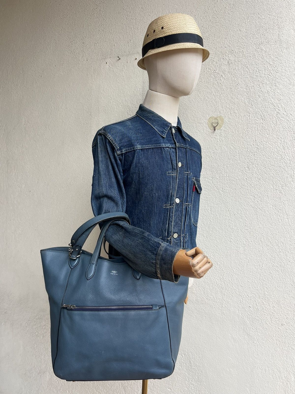 Leather FARO Japan Distressed Patina Leather 2 Way Tote Bag Size ONE SIZE - 5 Thumbnail