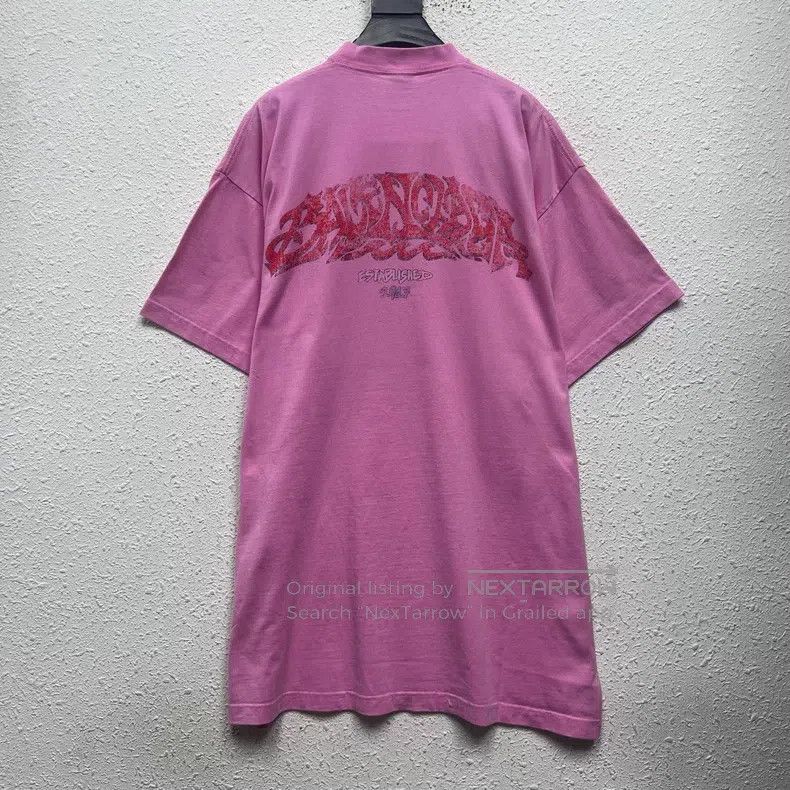 Balenciaga Balenciaga Flame Catastrophe Short Sleeve T-Shirt Pink Size US M / EU 48-50 / 2 - 2 Thumbnail