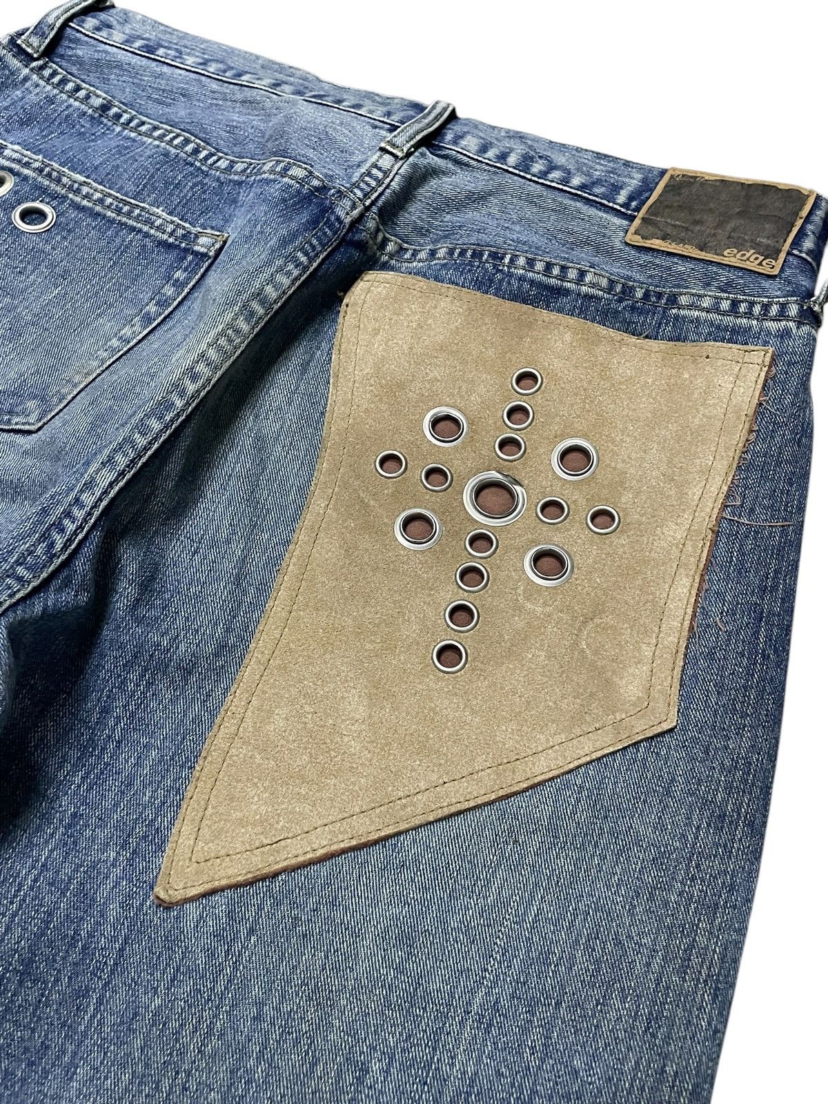 5351 POUR LES HOMMES × Japanese Brand × Tornado Mart Edge Rupert G land Asymmetrical Leather Pocket Rivets Jeans Size US 32 / EU 48 - 4 Thumbnail