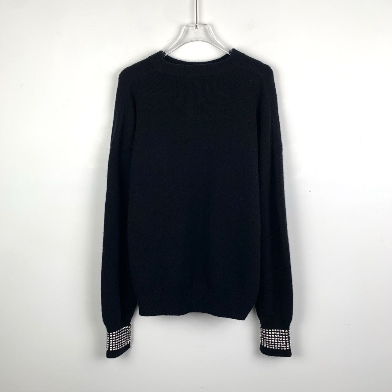 Alexander Wang Alexander Wang Black Round-Neck Wool Knit Diamond-Embellishe Size US XS / EU 42 / 0 - 6 Thumbnail