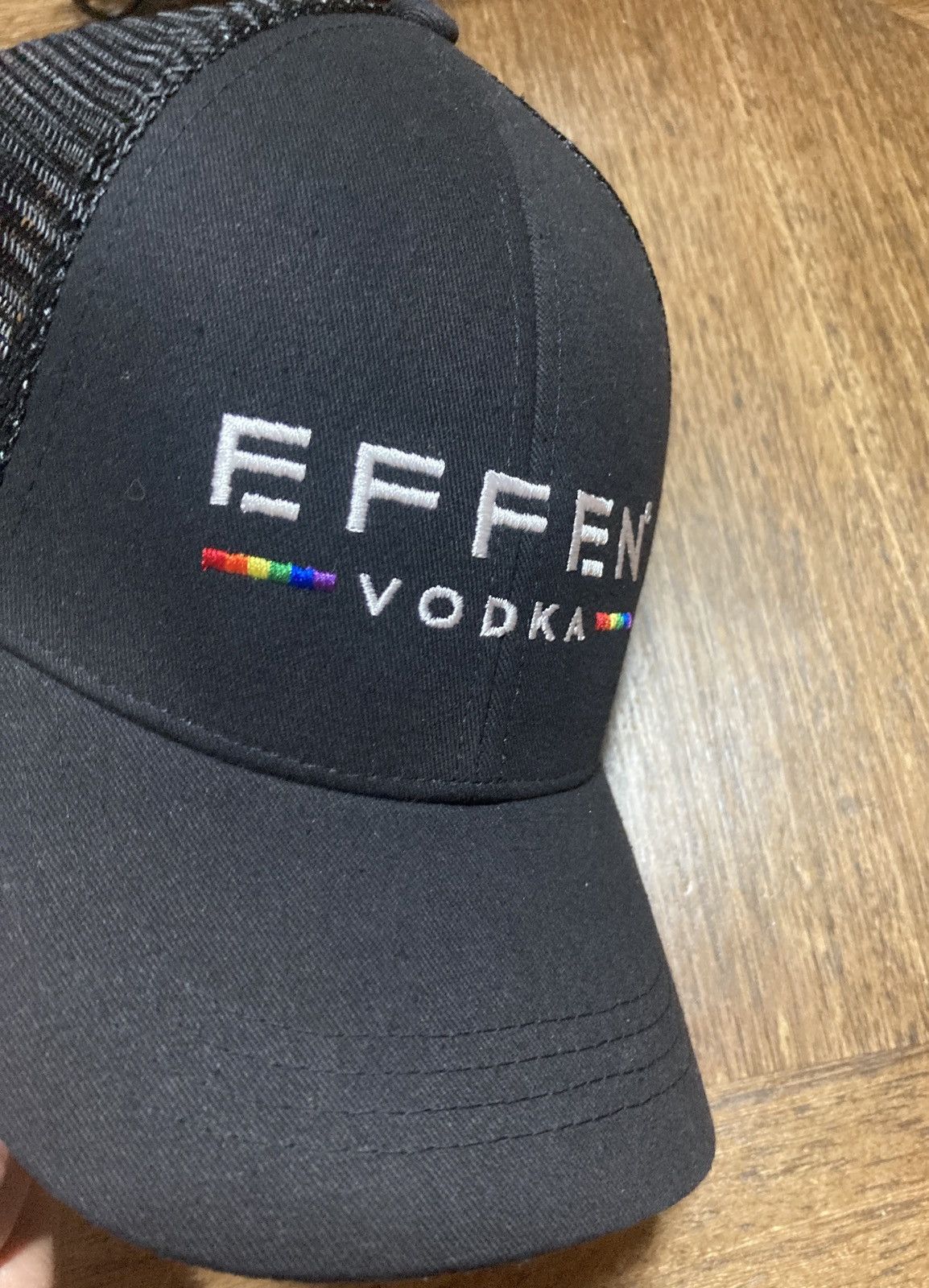 Vintage Effen Vodka Trucker Mesh cap Hat Black Spell Out Size ONE SIZE - 3 Thumbnail