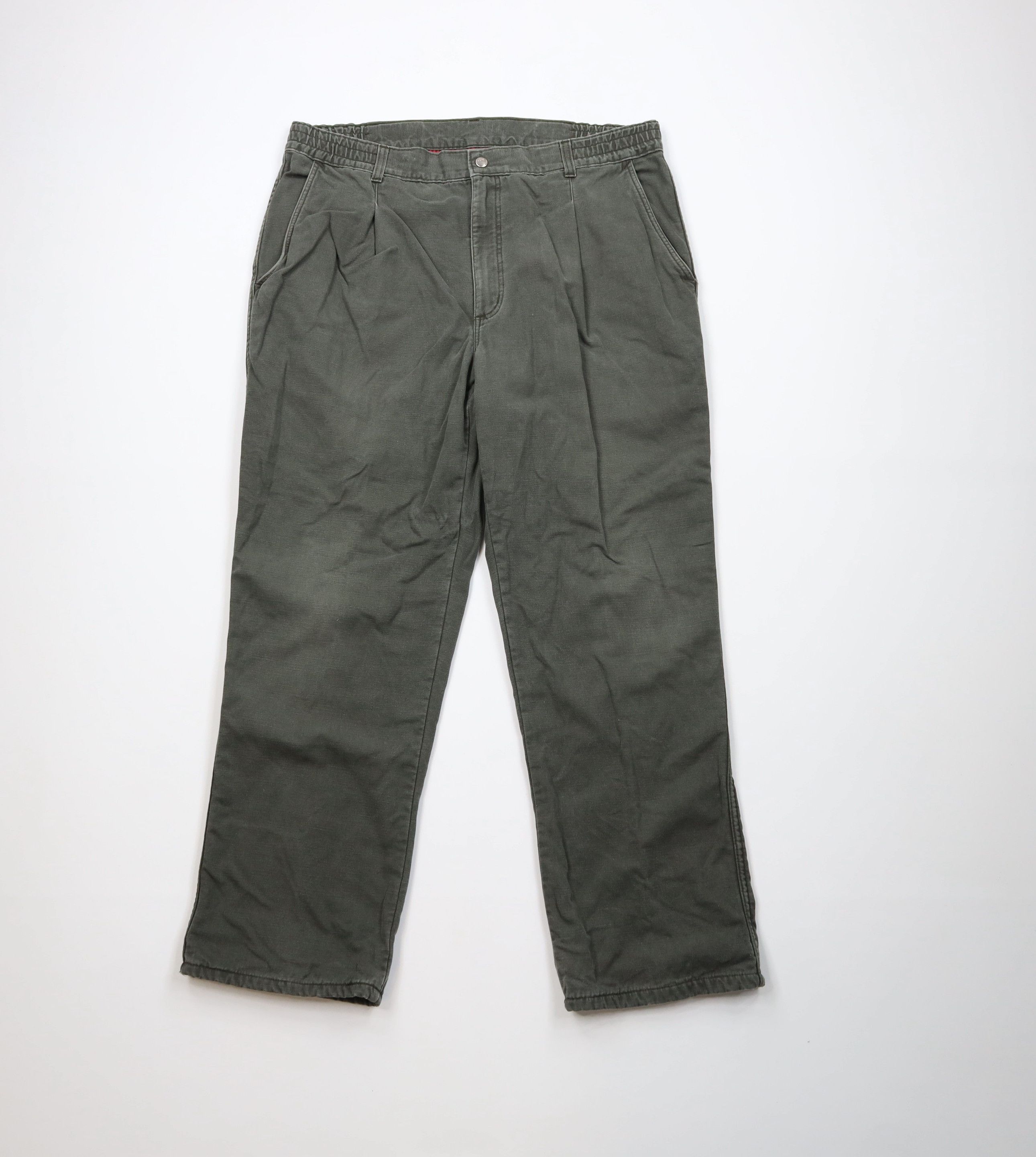 L.L. Bean Vtg 90s LL Bean Lined Canvas Wide Leg Pants Green USA Size US 36 / EU 52 - 2 Thumbnail