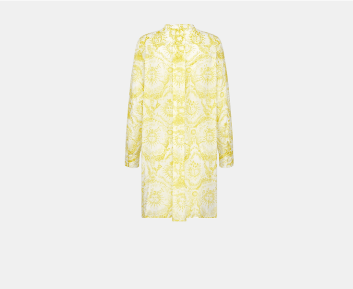 Dior o1w1db10925 421B54 Long Blouse in White/Lemon Yellow Size L / US 10 / IT 46 - 2 Thumbnail