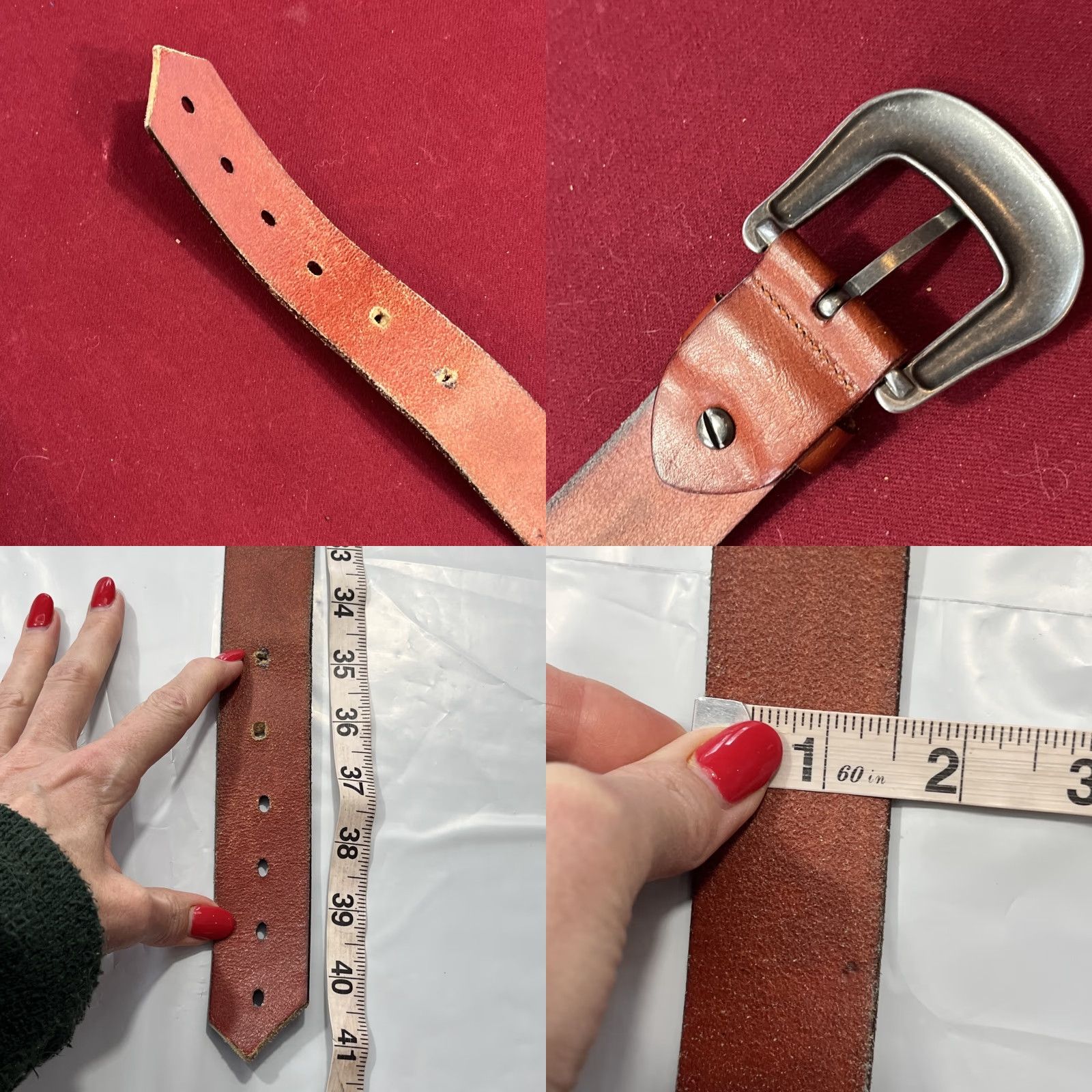 Vintage VINTAGE Western 3D Embossed LEATHER BELT 35-40” Silver Buckle Unisex Adults Brown 1.5” Leather Belt Buckle Western 50/120 Genuine Leather Handmade Size ONE SIZE - 8 Thumbnail