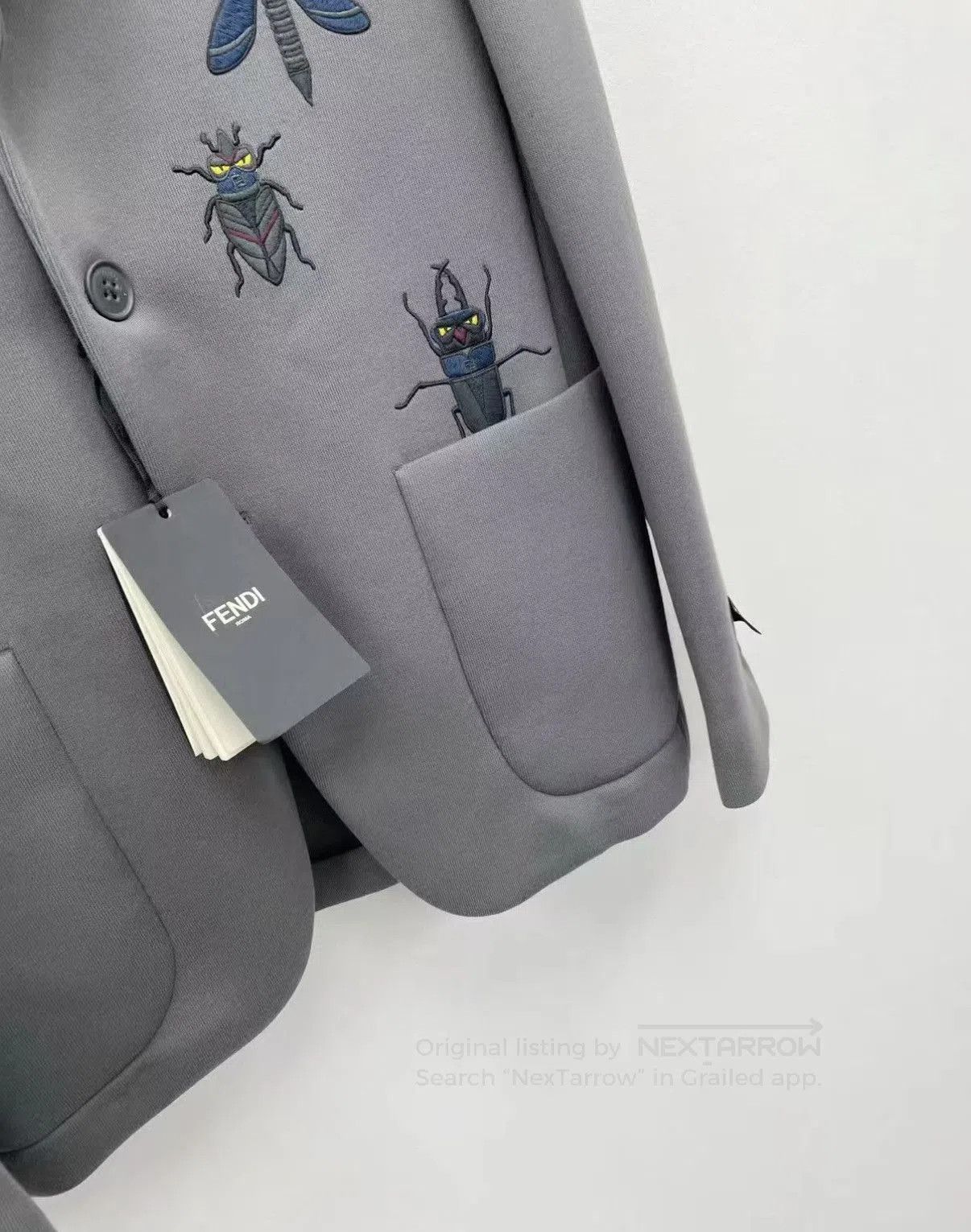 Fendi Gray Embroidered Insect Blazer - Size S. Size US S / EU 44-46 / 1 - 3 Thumbnail