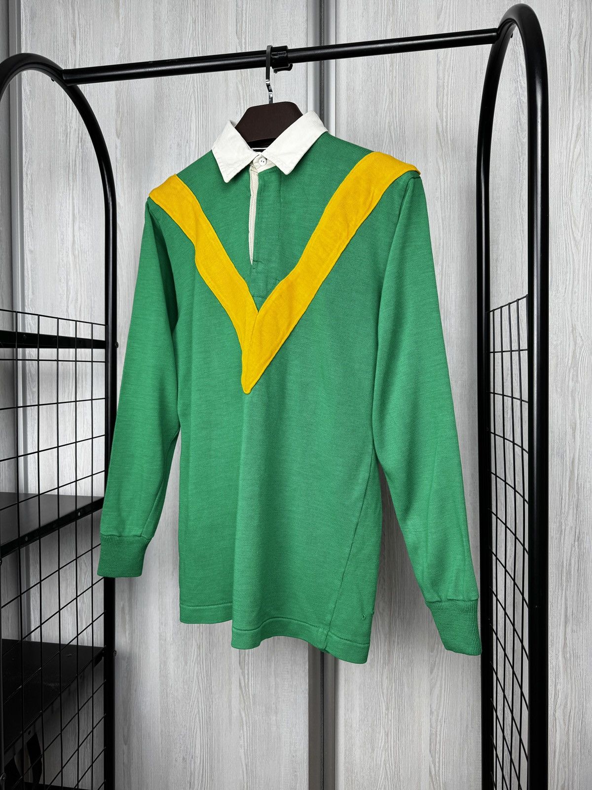 Other HALBRO #1 1980s Rugby Shirt Green Orange Stripe Vintage 40in Size US M / EU 48-50 / 2 - 5 Thumbnail