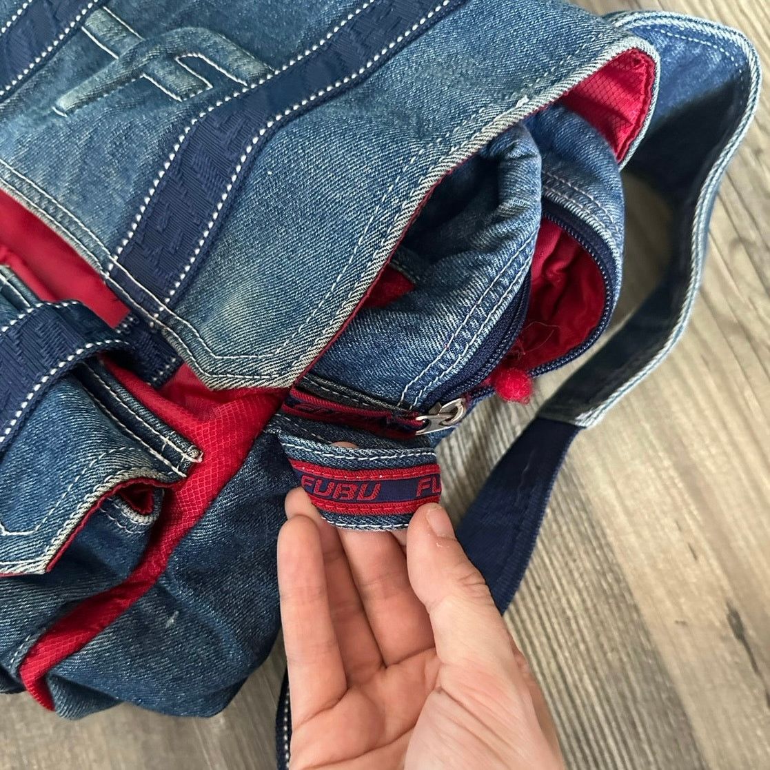 Fubu FLAWED vintage denim red fubu backpack Size ONE SIZE - 2 Thumbnail