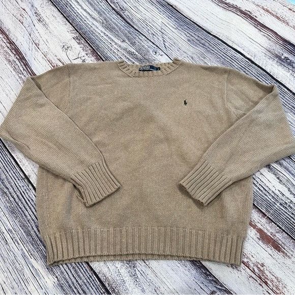 Ralph Lauren POLO by Ralph Lauren Cotton Knit Sweater Men's XL cotton Khaki type Vintage Second Hand