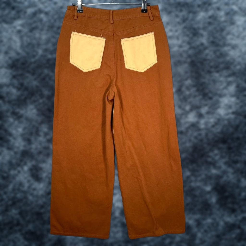 Le Lis Pants Womens Two-Tone High-Waist Wide Leg M Beige 26in Inseam 28in Cotton Polyester Vintage: No