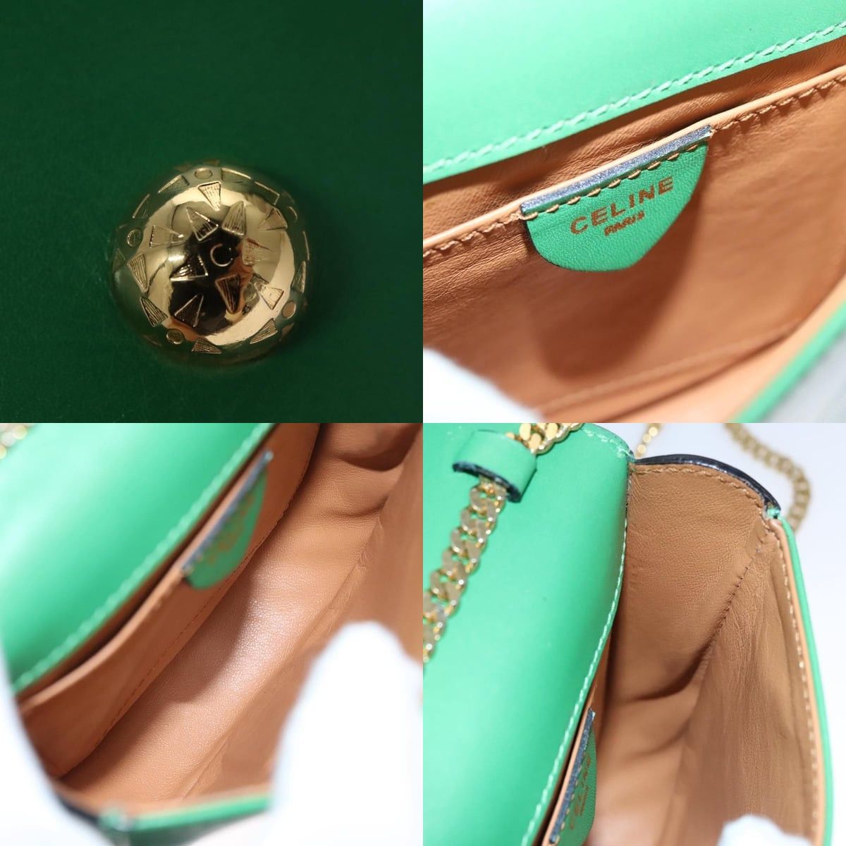 Celine CELINE Shoulder Bag Leather Green Gold Size ONE SIZE - 11 Thumbnail