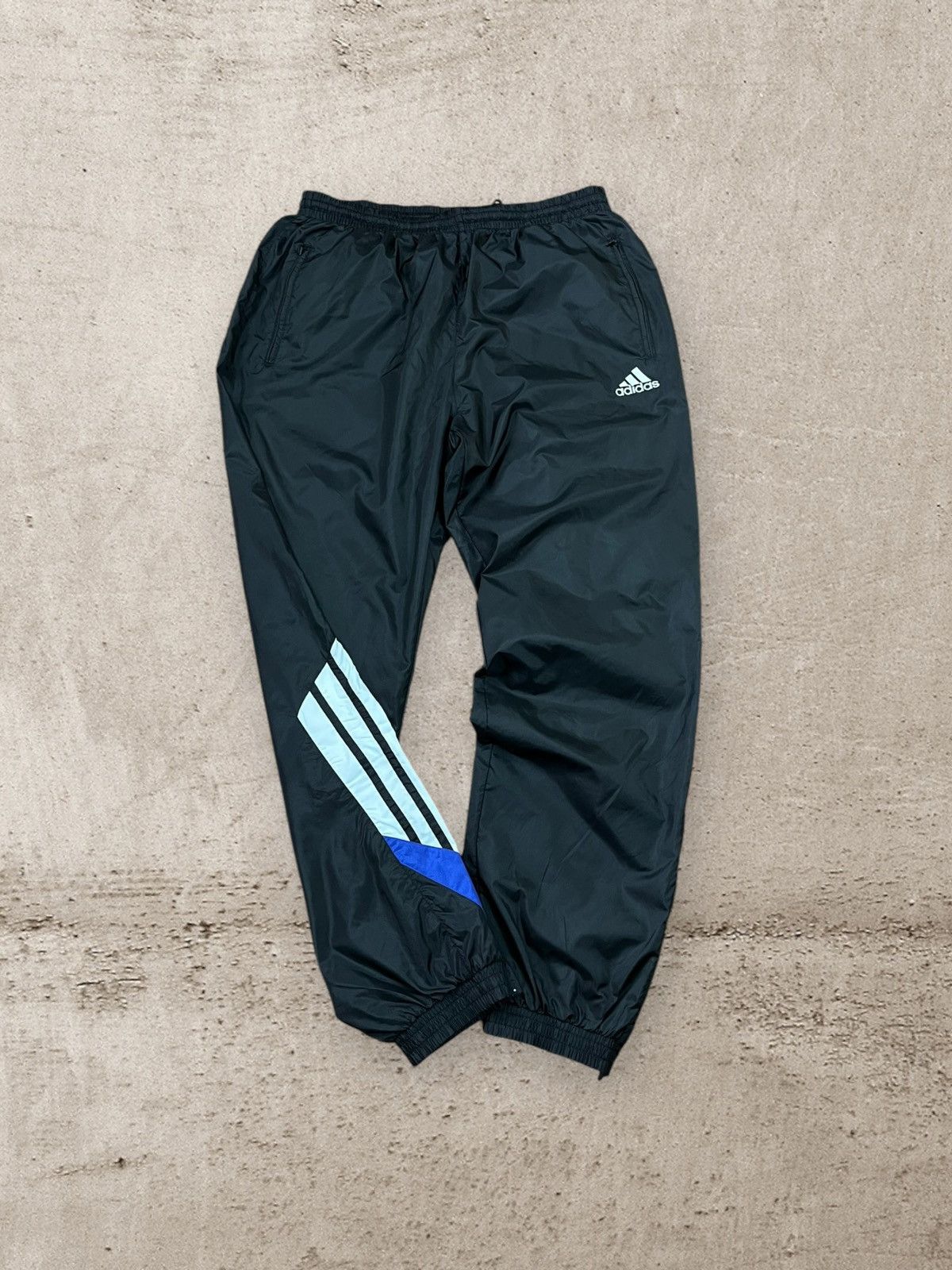 Adidas × Vintage Vintage 90s ADIDAS Black Track Pants 3 Stripes Baggy XL Size US 36 / EU 52 - 1 Thumbnail