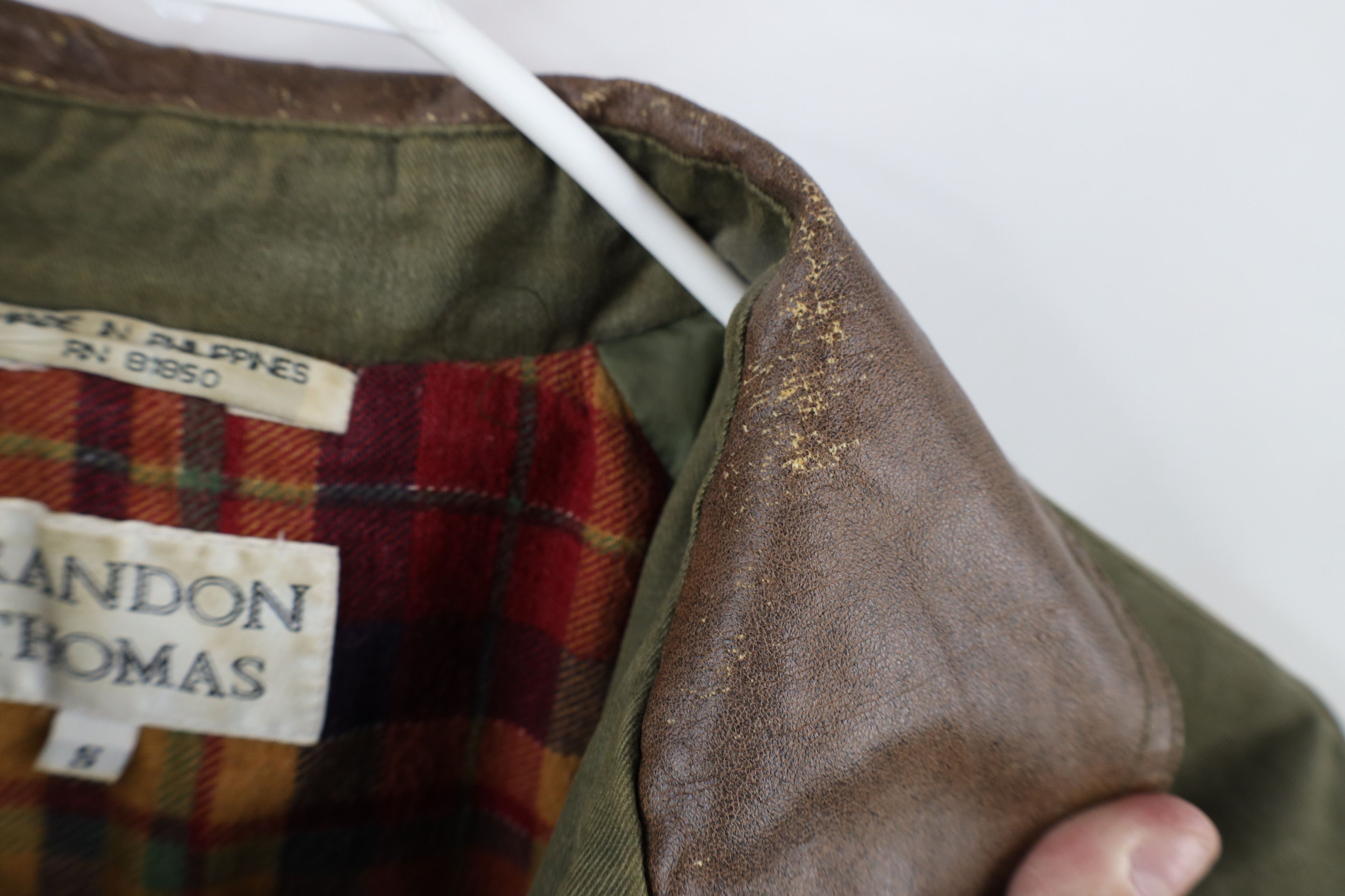 Vintage Vintage 90s Streetwear Leather Collar Flannel Lined Jacket Size S / US 4 / IT 40 - 9 Thumbnail