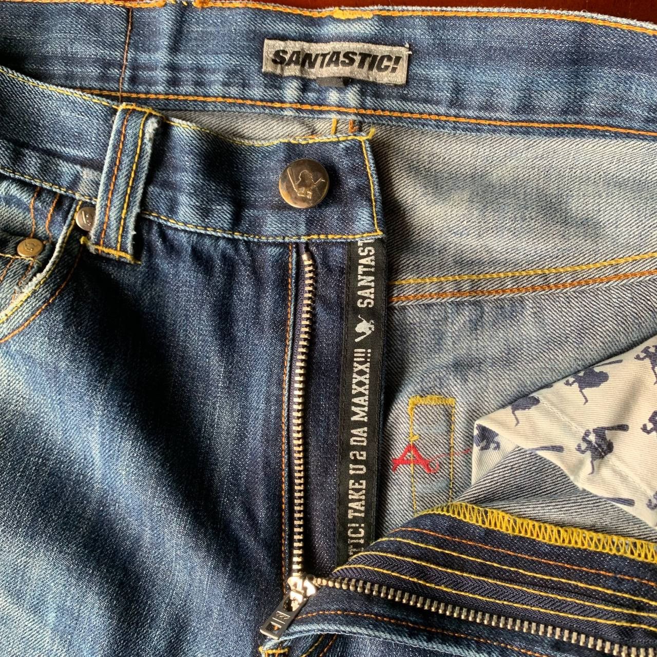 Japanese Brand Santastic Saru Tokyo Tribe Distressed Blue Denim Pants Size US 32 / EU 48 - 7 Thumbnail