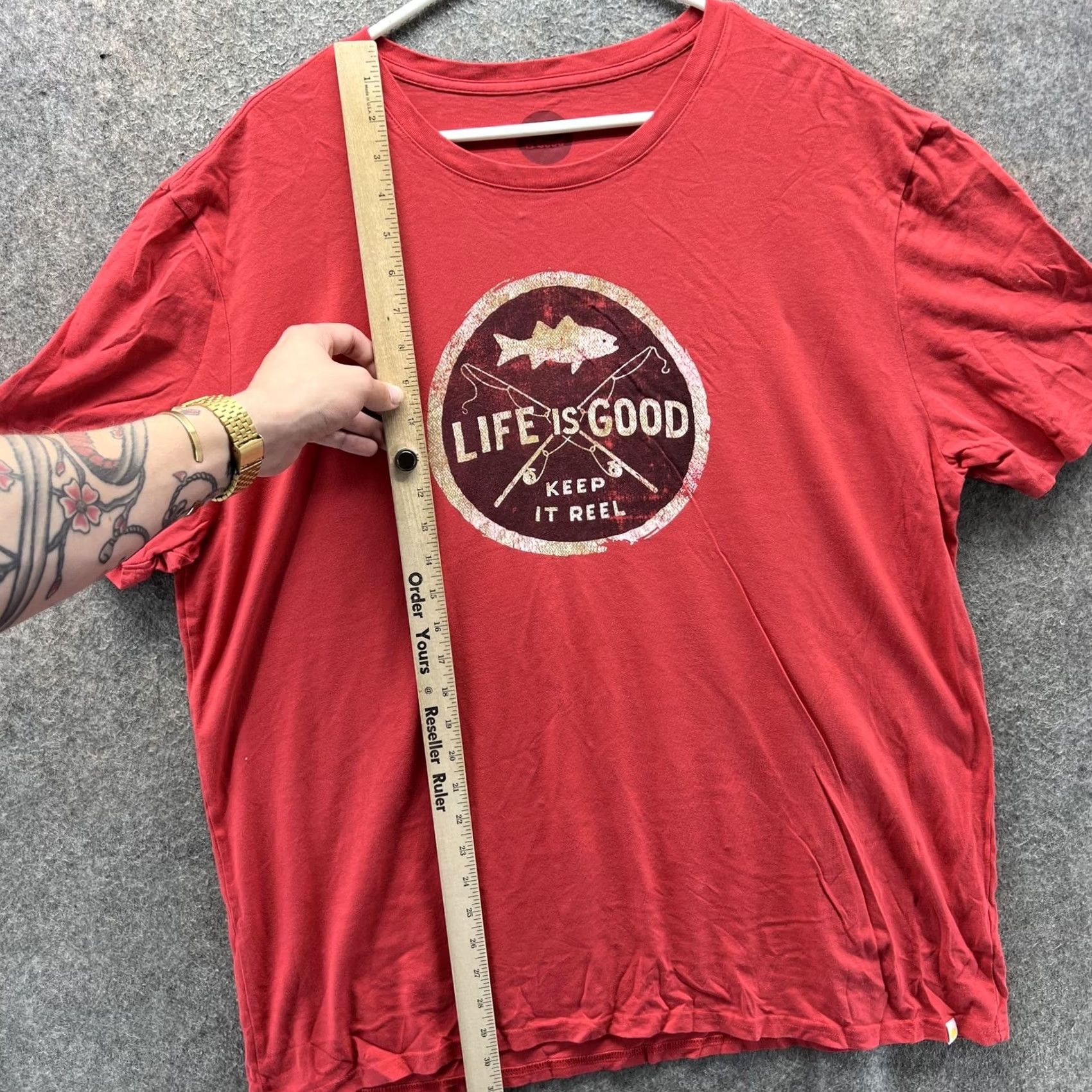 Life is Good Life Is Good Shirt Mens XL Red Short Sleeve Crew Neck Graphic Keep It Reel Outdoors Fishing Size US XL / EU 56 / 4 - 4 Thumbnail
