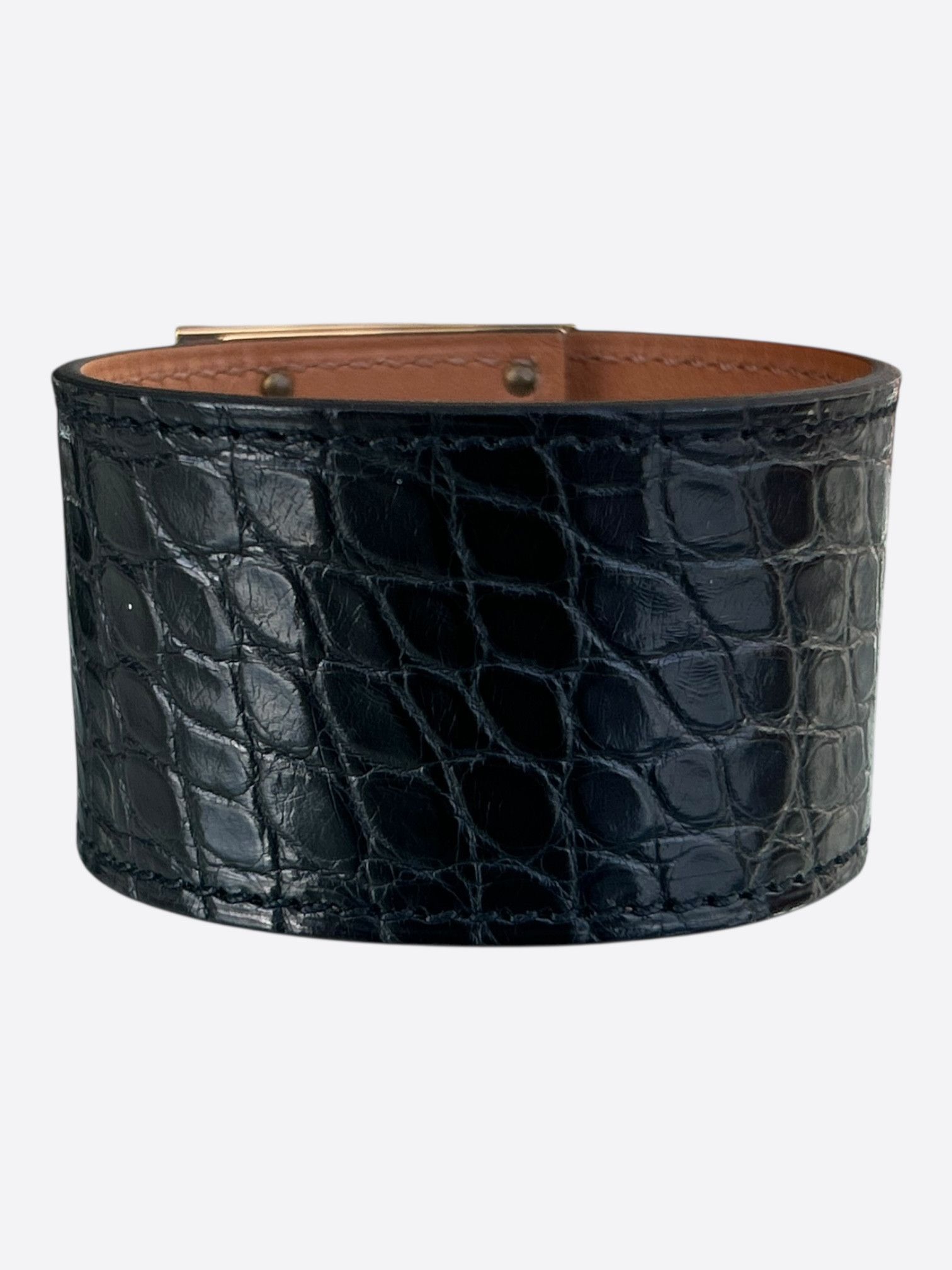 Hermes Hermes Black Crocodile & Gold Hardware Kelly Bracelet Size ONE SIZE - 2 Thumbnail