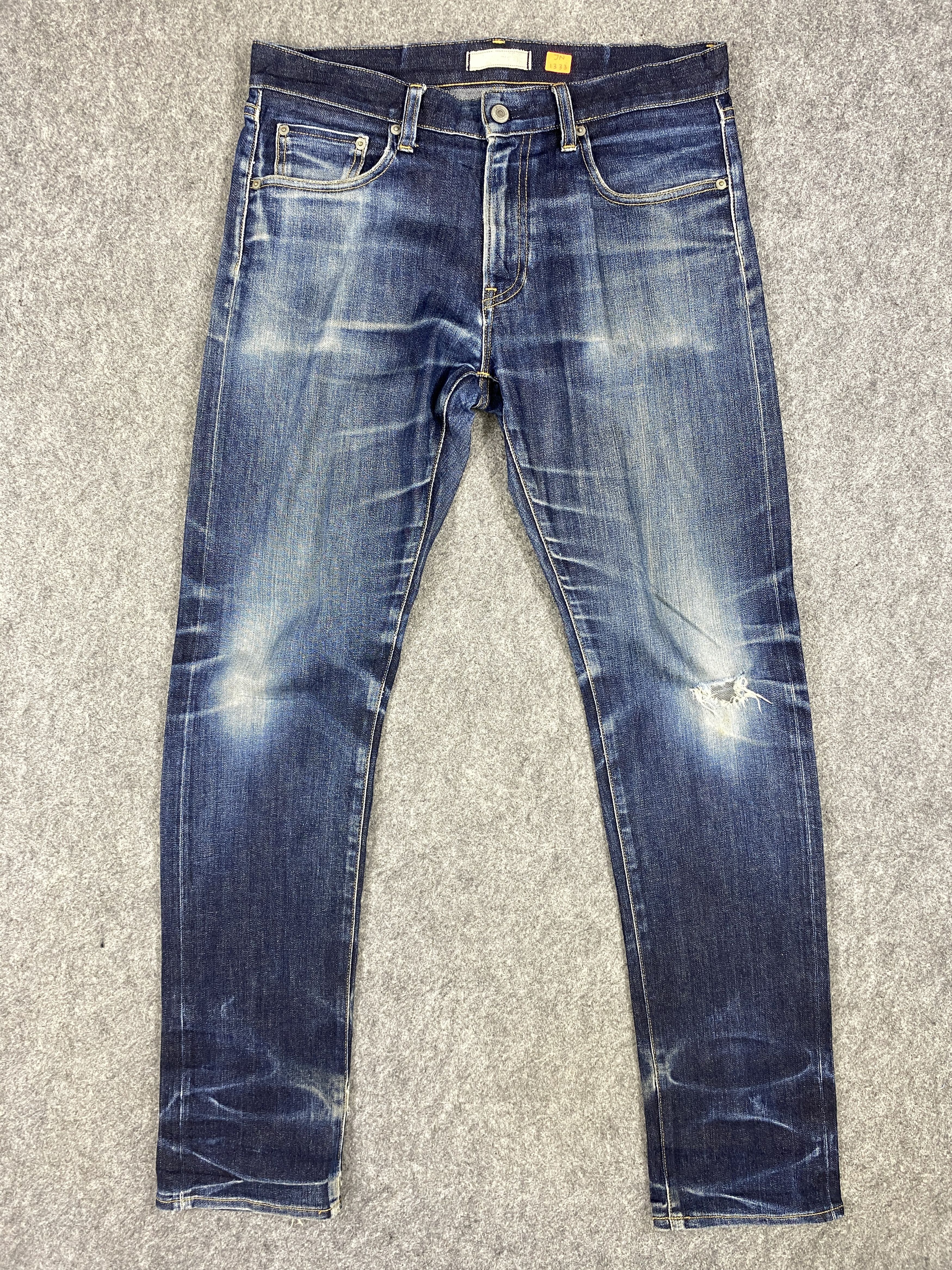 image of Hype Redline Distressed Blue Vintage Uniqlo Jeans 33X33 Denim in Blue Distressed, Men's