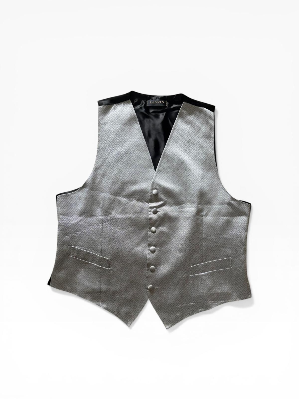 Lanvin Lanvin Paris Vintage 90s Silver Satin Dress Vest Waistcoat Size US XL / EU 56 / 4 - 2 Thumbnail