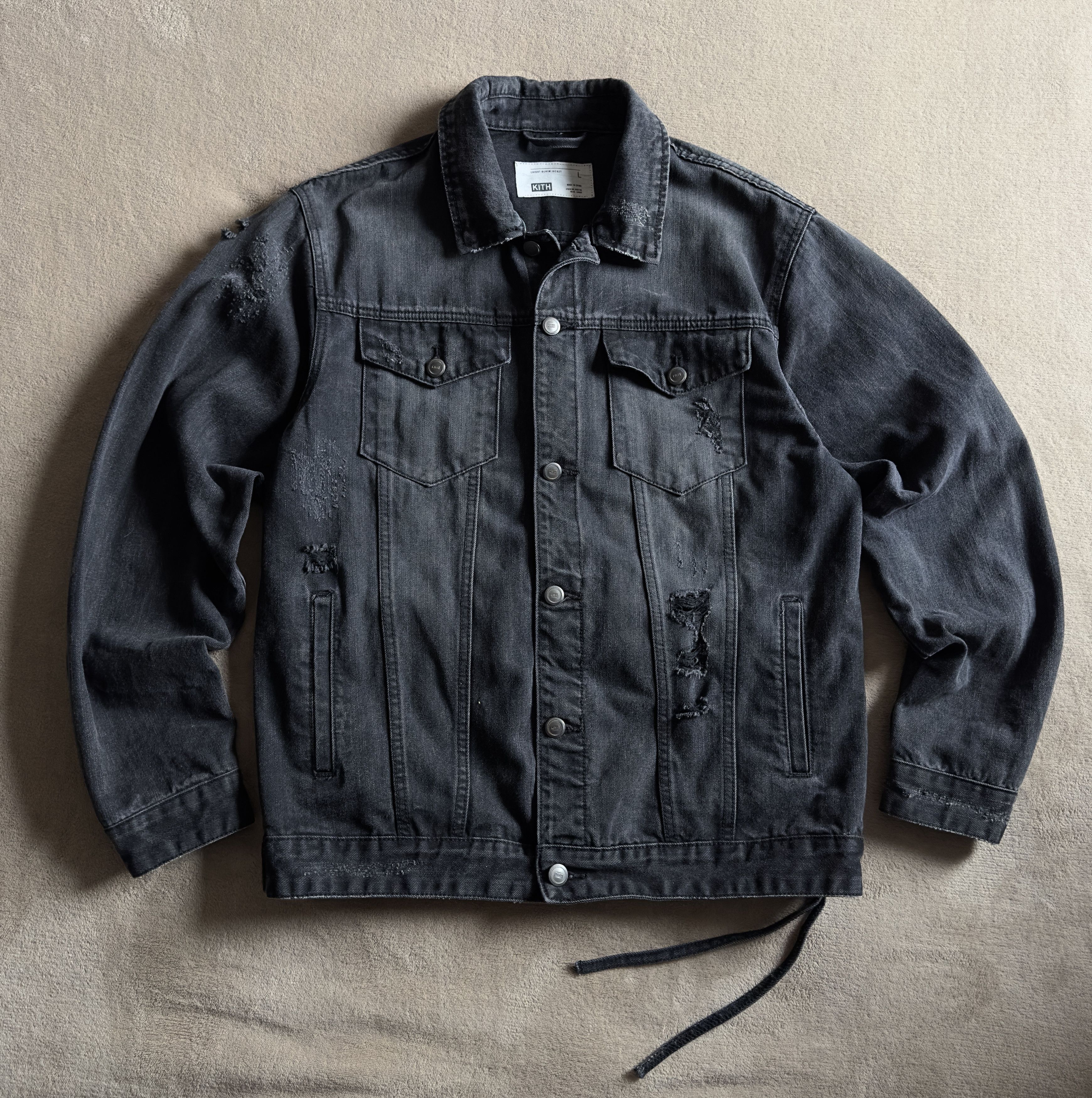 Kith KITH Distressed Denim Jacket Cotton Black sz.L Size US L / EU 52-54 / 3 - 2 Thumbnail