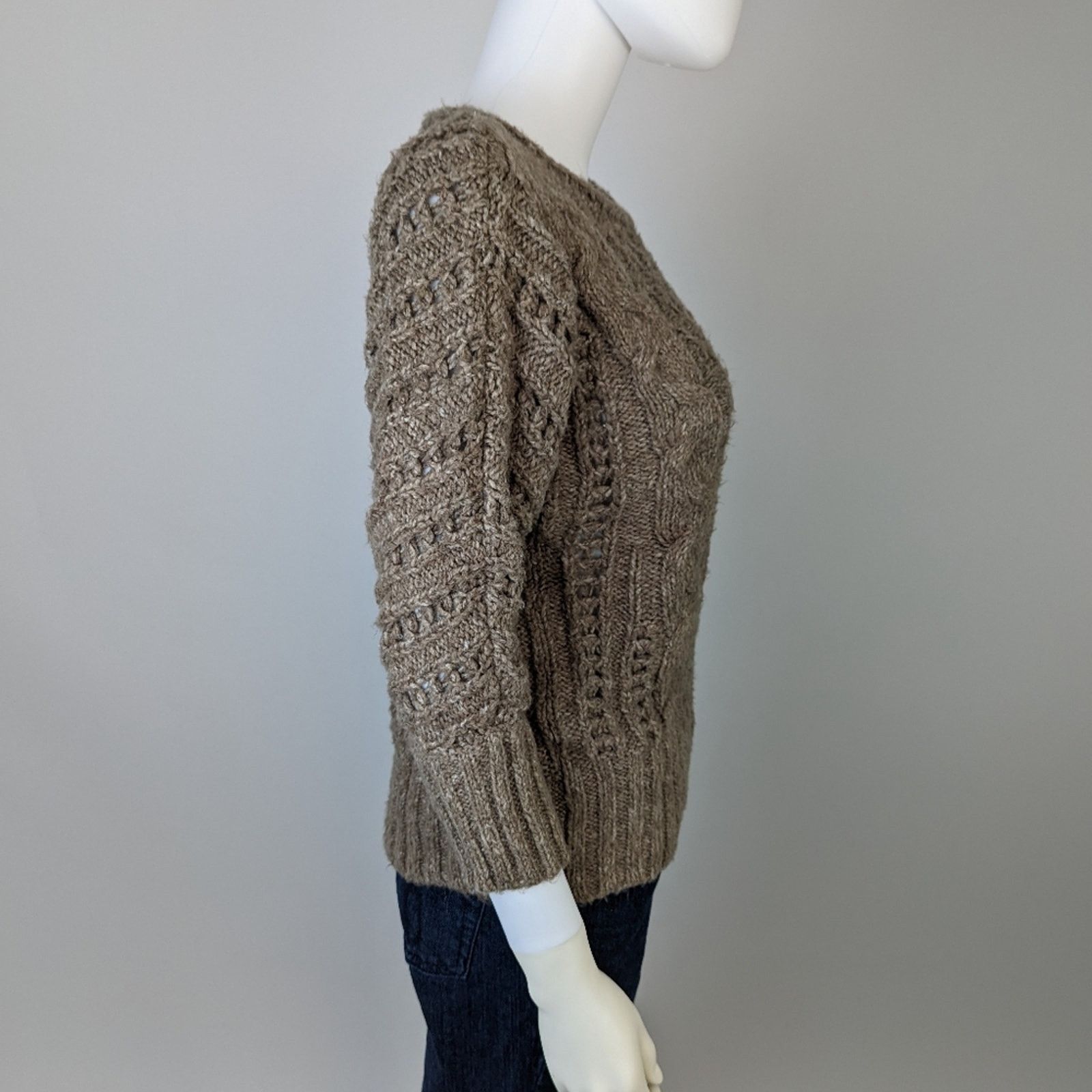 Ann Taylor Loft Cable Knit Chocolate Sweater XS Size XS / US 0-2 / IT 36-38 - 4 Thumbnail