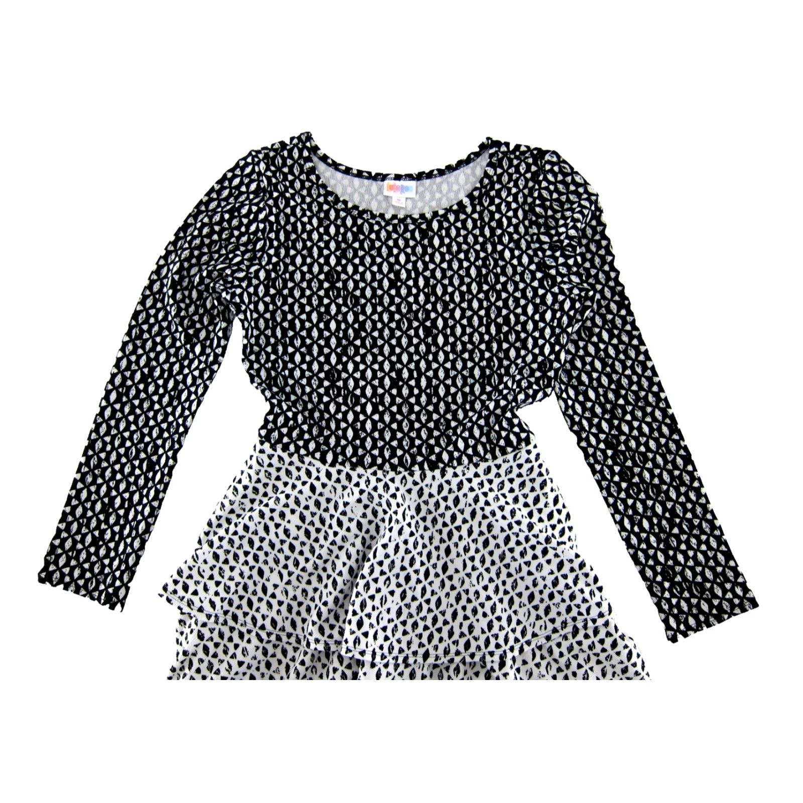 Vintage NWT LuLaRoe Black White Geometric Stretch Tiered Long Sleeve Georgia Dress M Size M / US 6-8 / IT 42-44 - 4 Thumbnail