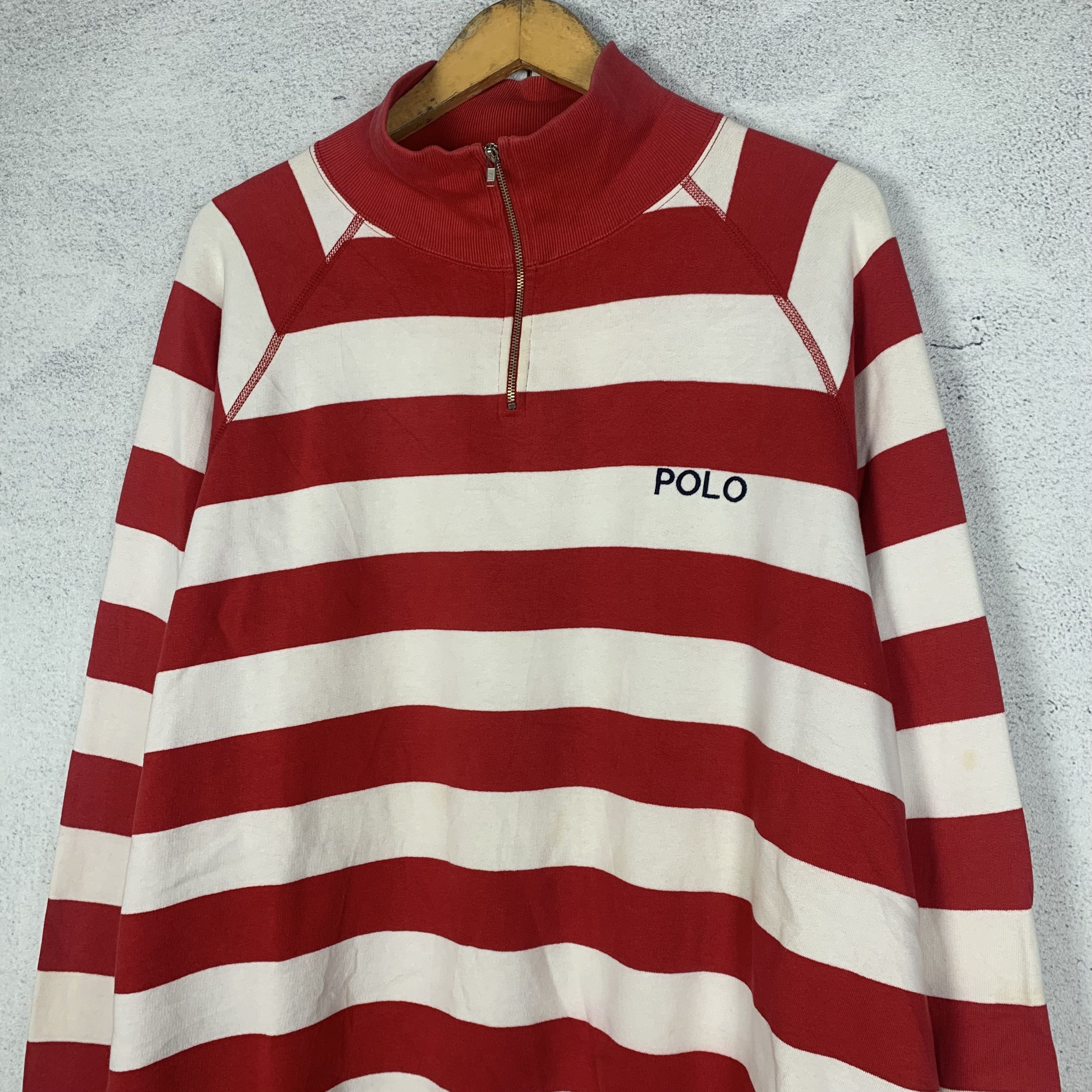 Polo Ralph Lauren Vintage 90s Polo Ralph Lauren Striped Halfzip Sweatshirt Size US XL / EU 56 / 4 - 3 Thumbnail