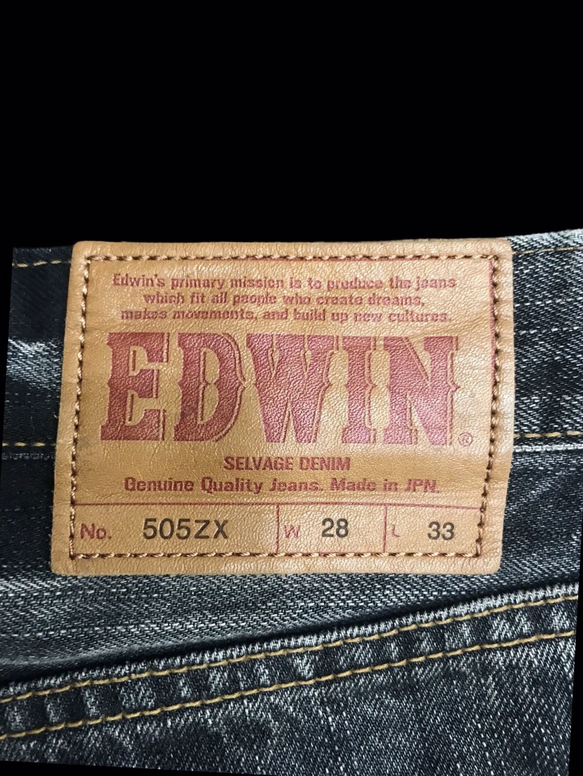 Edwin 💥90s Style💥Vtg EDWIN RAW FADE BLCK WASH Selvedge Denim F52 Size US 29 - 17 Thumbnail