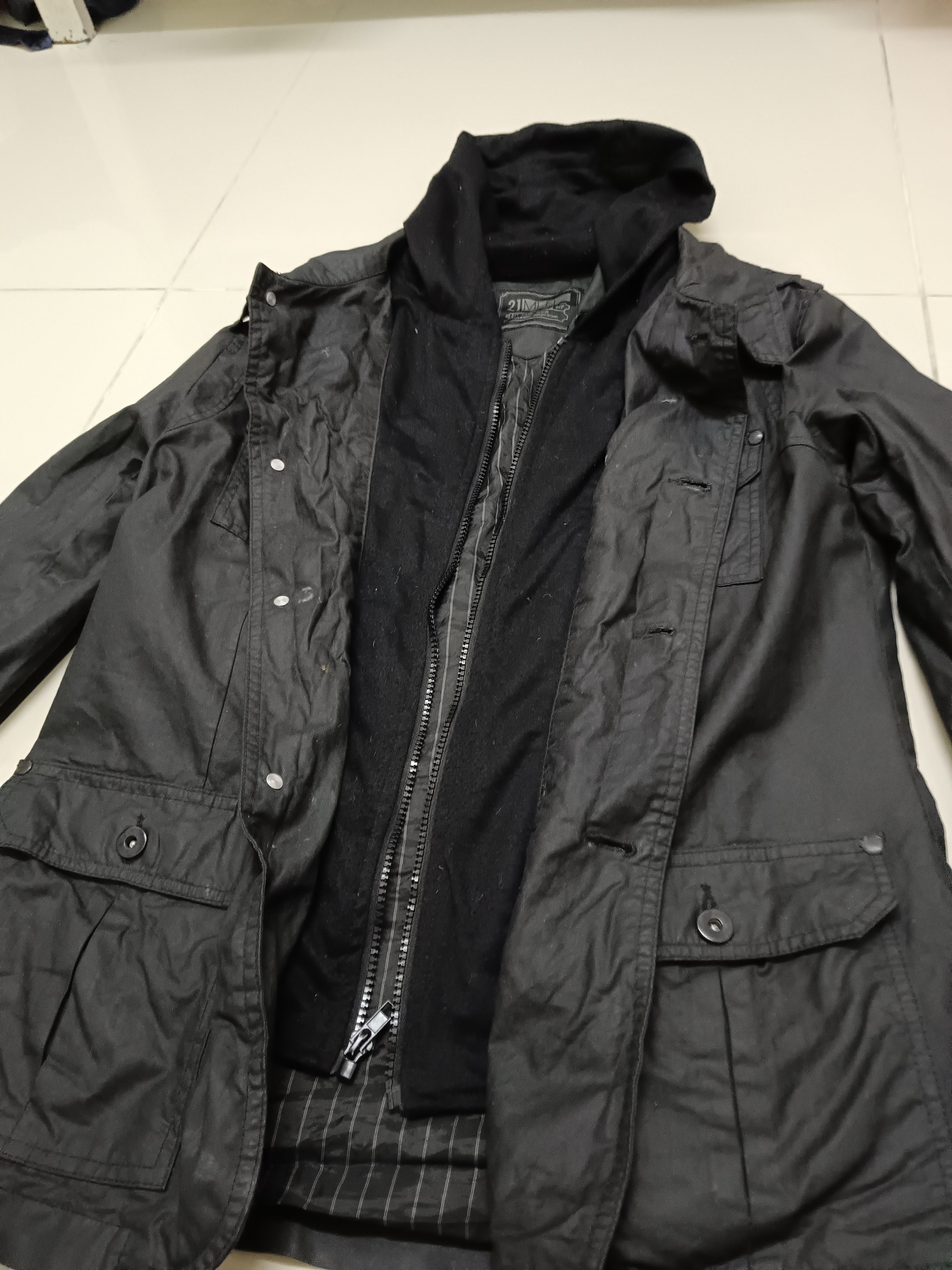 14th Addiction × Le Grande Bleu (L.G.B.) Vintage 21 Men Wax Jacket Hoodie Size US M / EU 48-50 / 2 - 4 Thumbnail