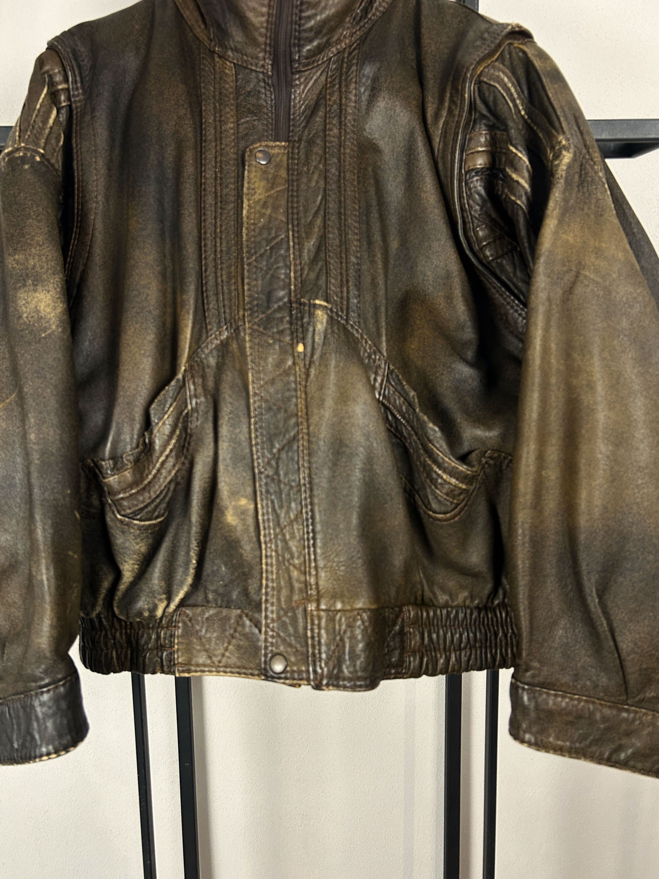 Yohji Yamamoto Y2K Distressed Leather Jacket Brown Oversized Streetwear Fit Size US L / EU 52-54 / 3 - 4 Thumbnail