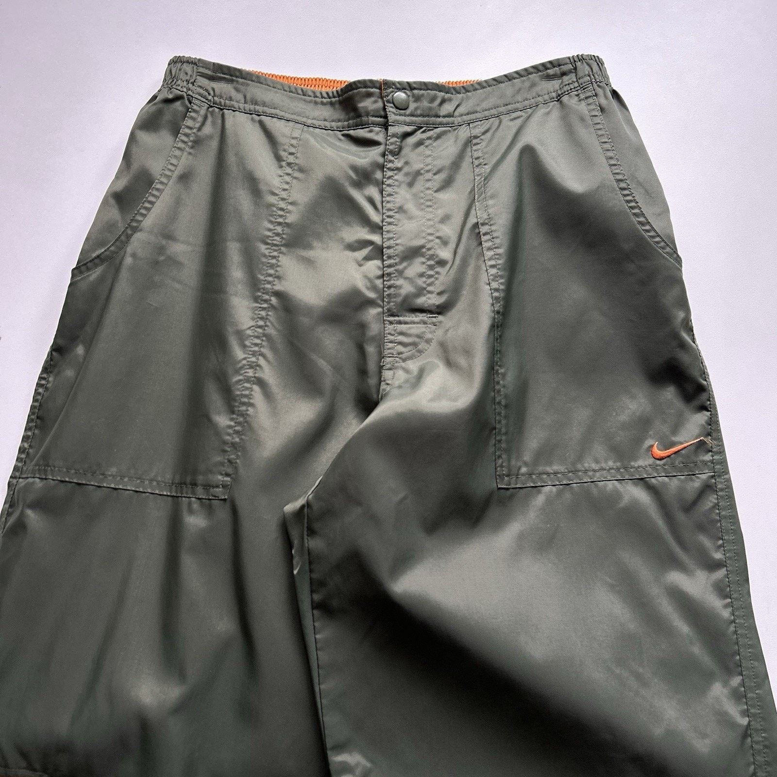 Nike × Vintage Vintage 90s Nike Pants Large Green Windbreaker Track Swoosh Size US 32 / EU 48 - 2 Thumbnail