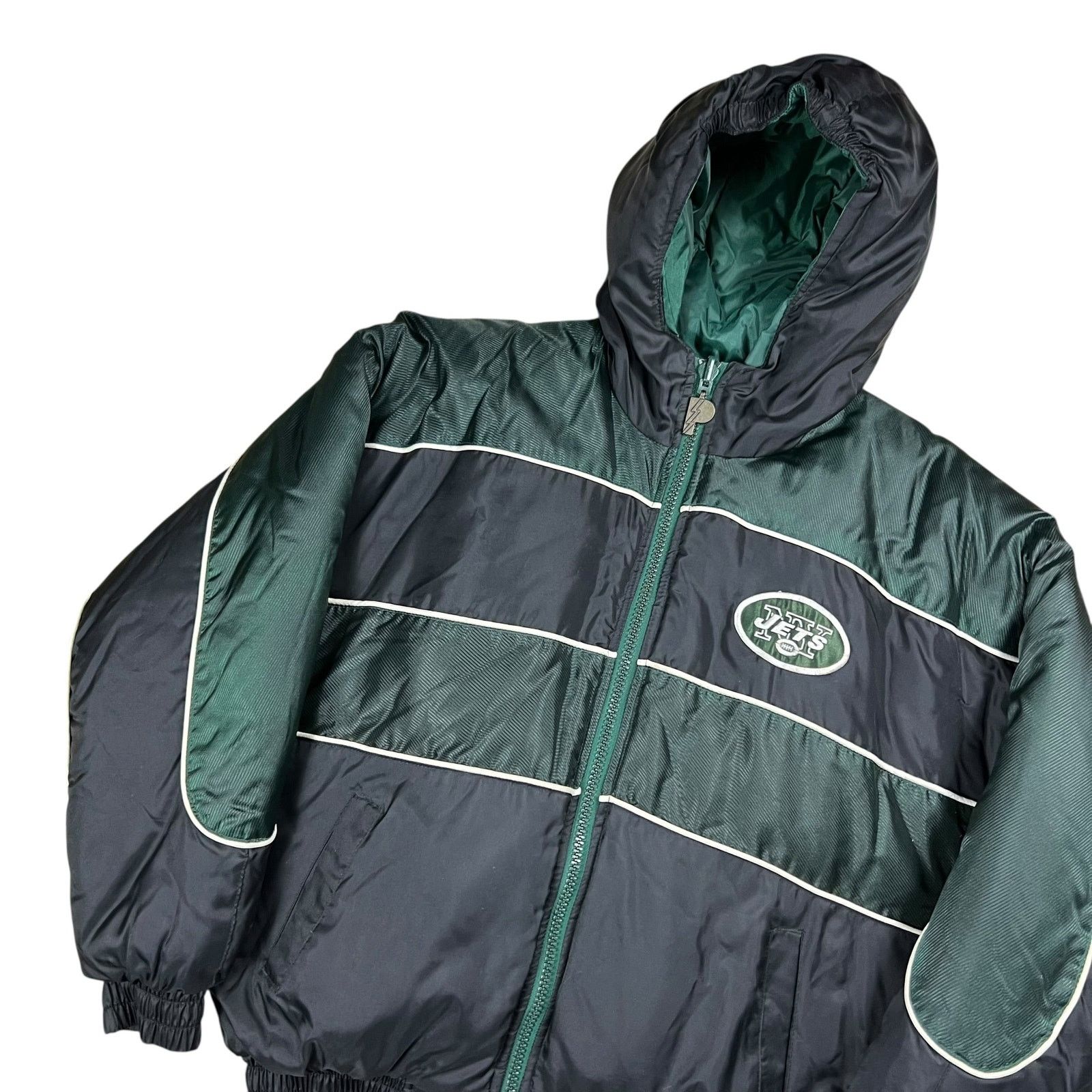 NFL × Pro Player × Vintage Vintage 90s Pro Player New York Jets zip up puffer jacket Size US M / EU 48-50 / 2 - 4 Thumbnail