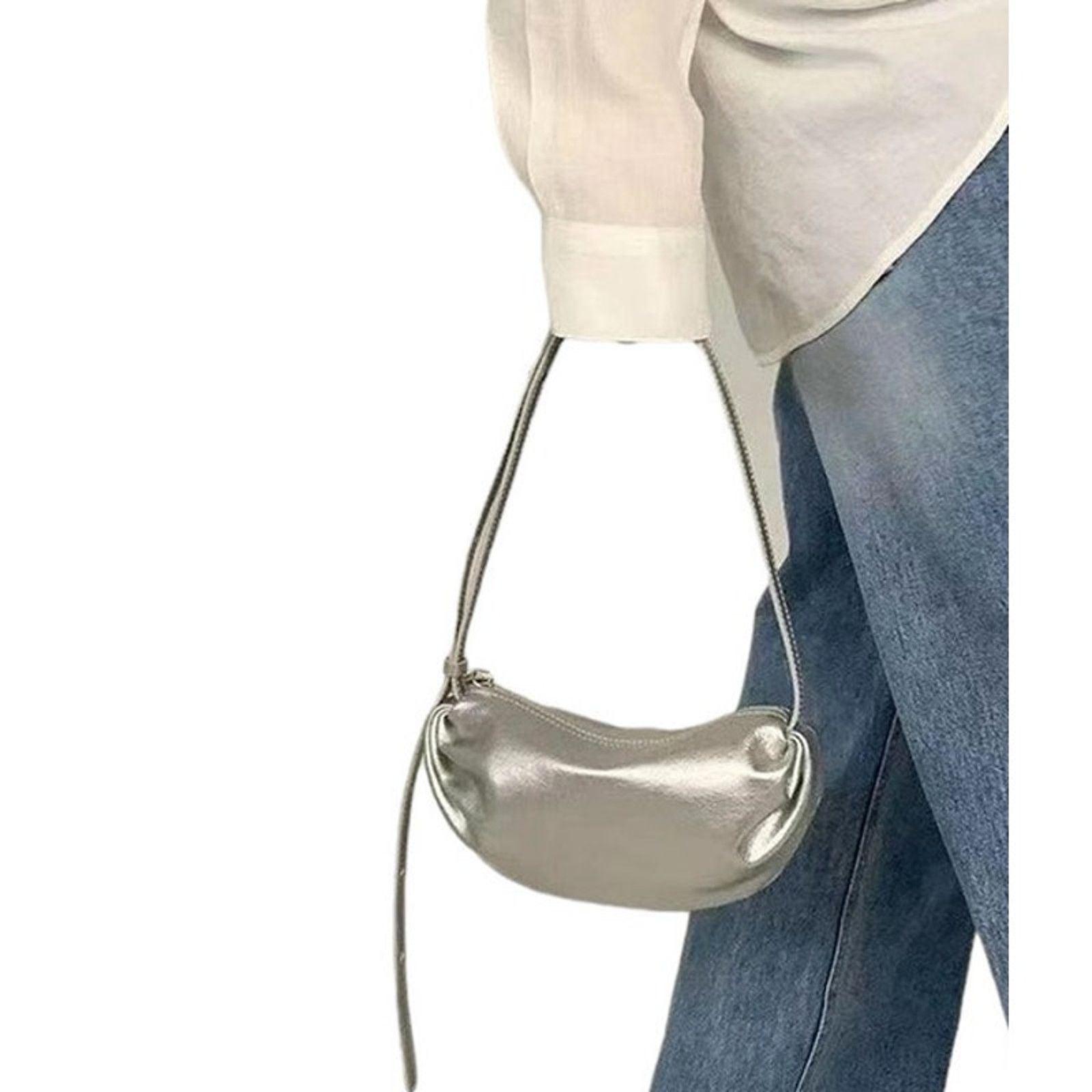 Other Commense Women's Silver Half-Moon Shaped Shoulder Bag Size ONE SIZE - 1 Thumbnail