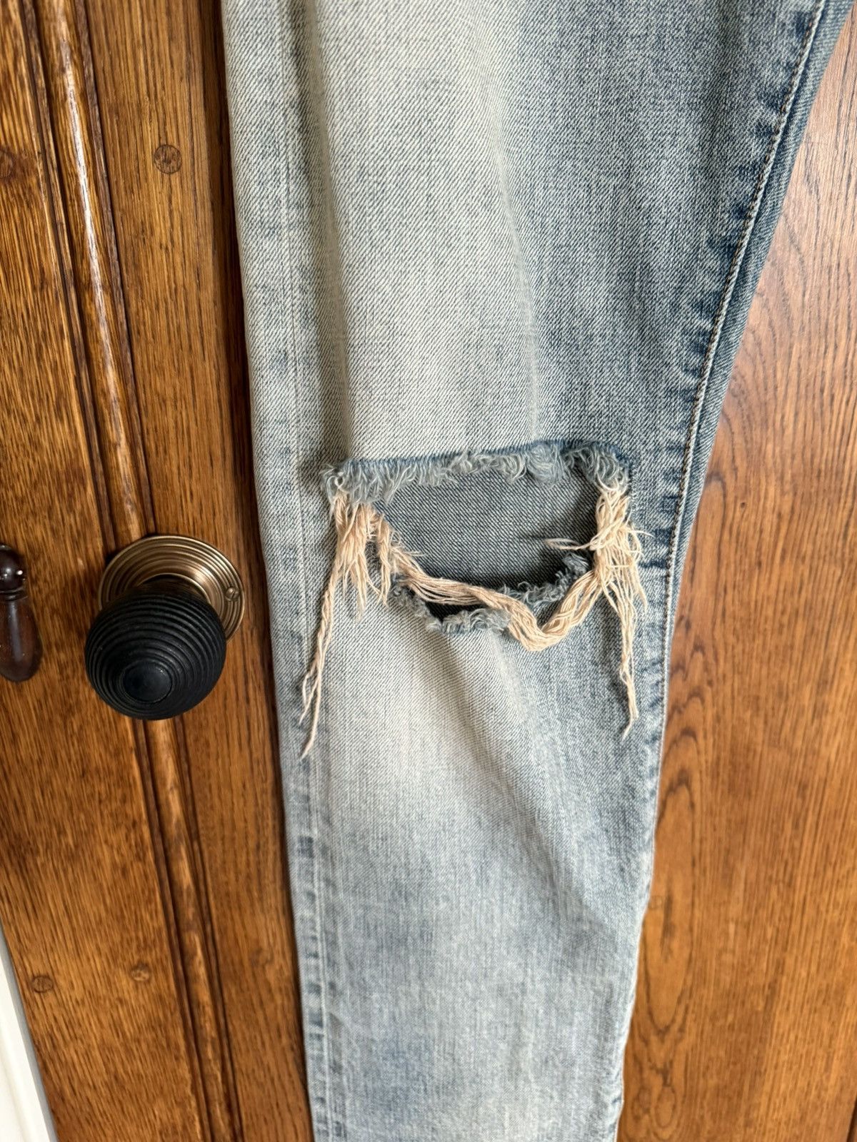 SS16 Saint Laurent selvedge knee rip jeans Hedi 31 crash