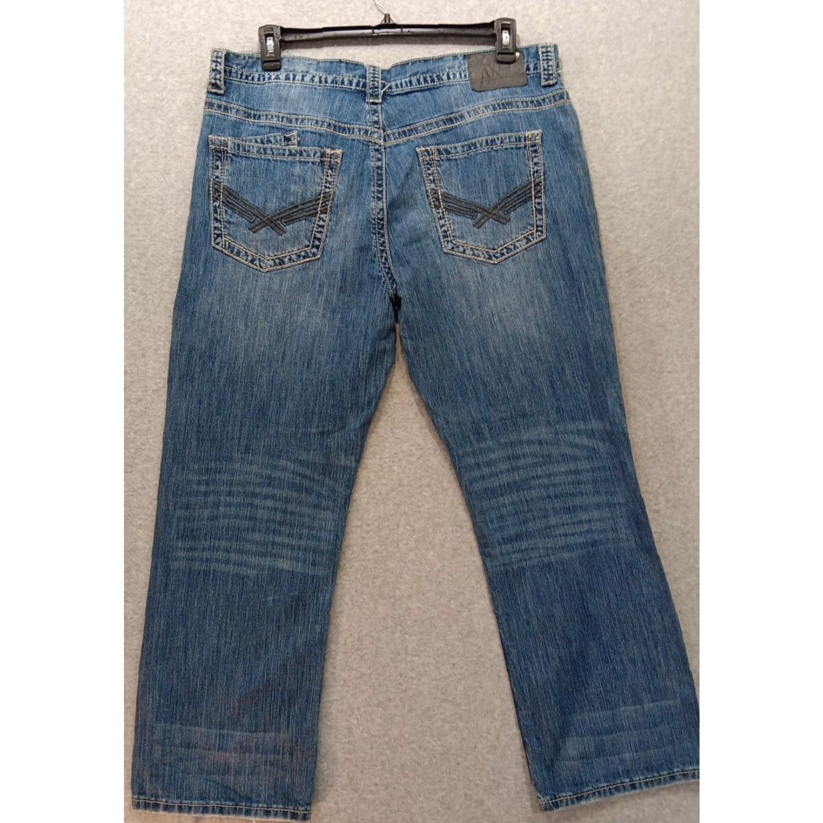 Denime Axel Jeans Mens Size 38 Relaxed Straight Blue Denim Zip Pocket Logo 38x30 Actual 38x28 Vintage No Pattern Solid Size US 38 / EU 54 - 6 Thumbnail
