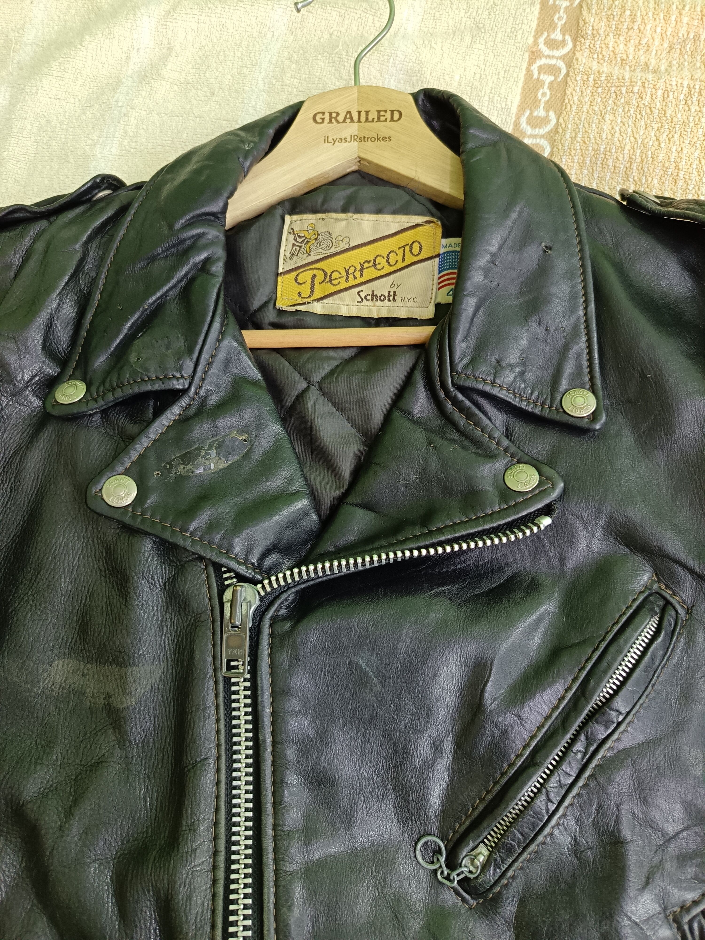 Schott × Vintage 80's Perfecto Schott Biker Leather Jacket Rare Size US M / EU 48-50 / 2 - 5 Thumbnail
