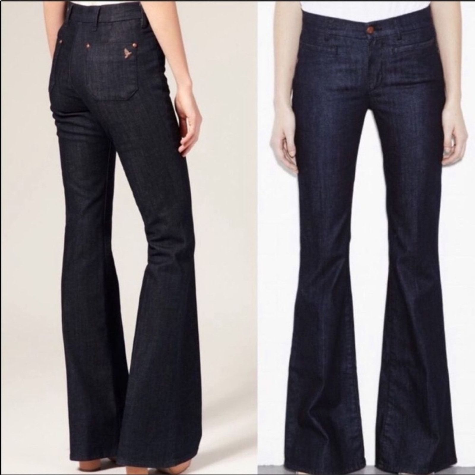 NEW ANTHROPOLOGIE MiH Mid Rise Dark Blue Kick Flare Jeans